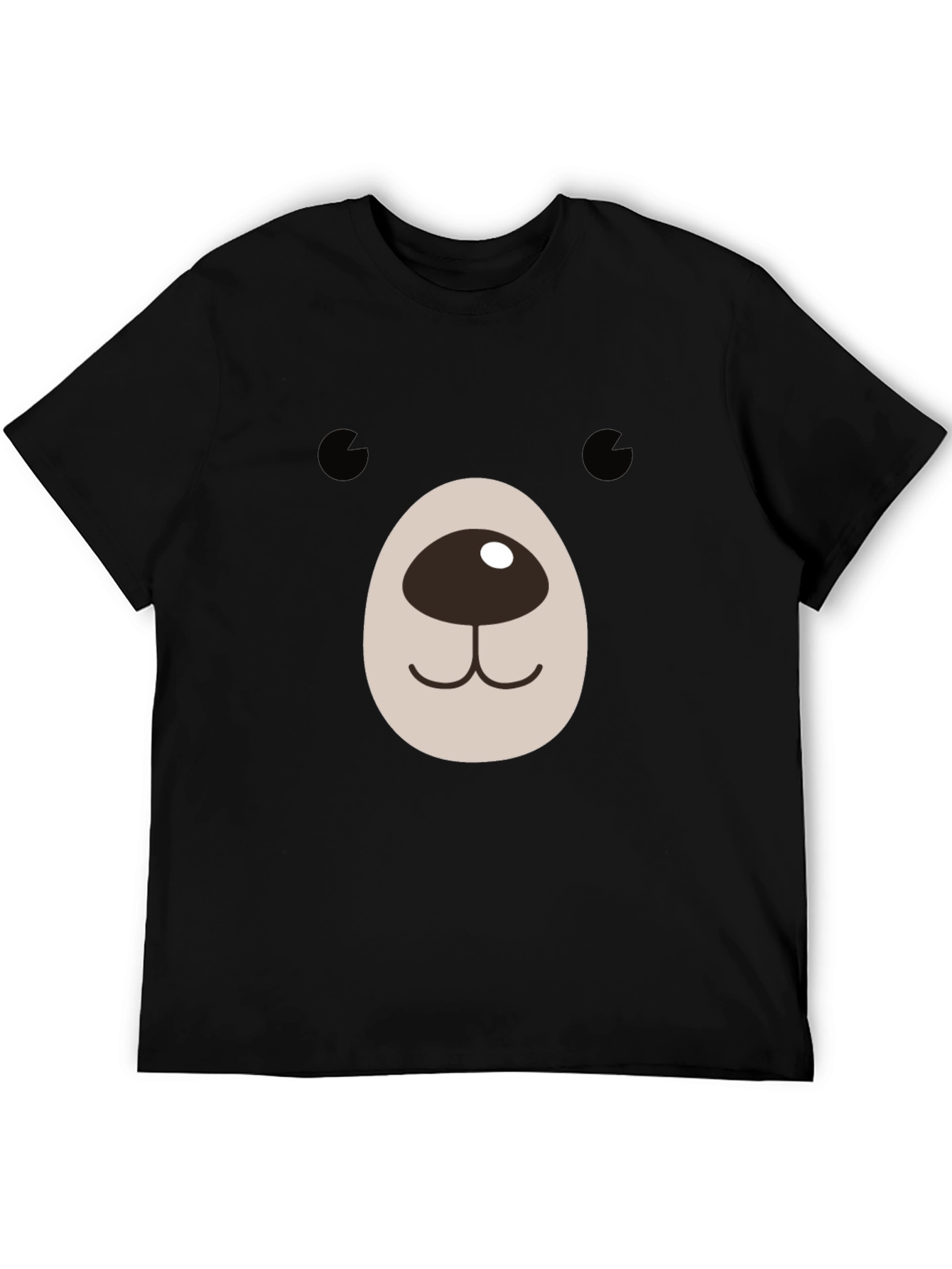 Cute Bear Face Graphic Black T-Shirt