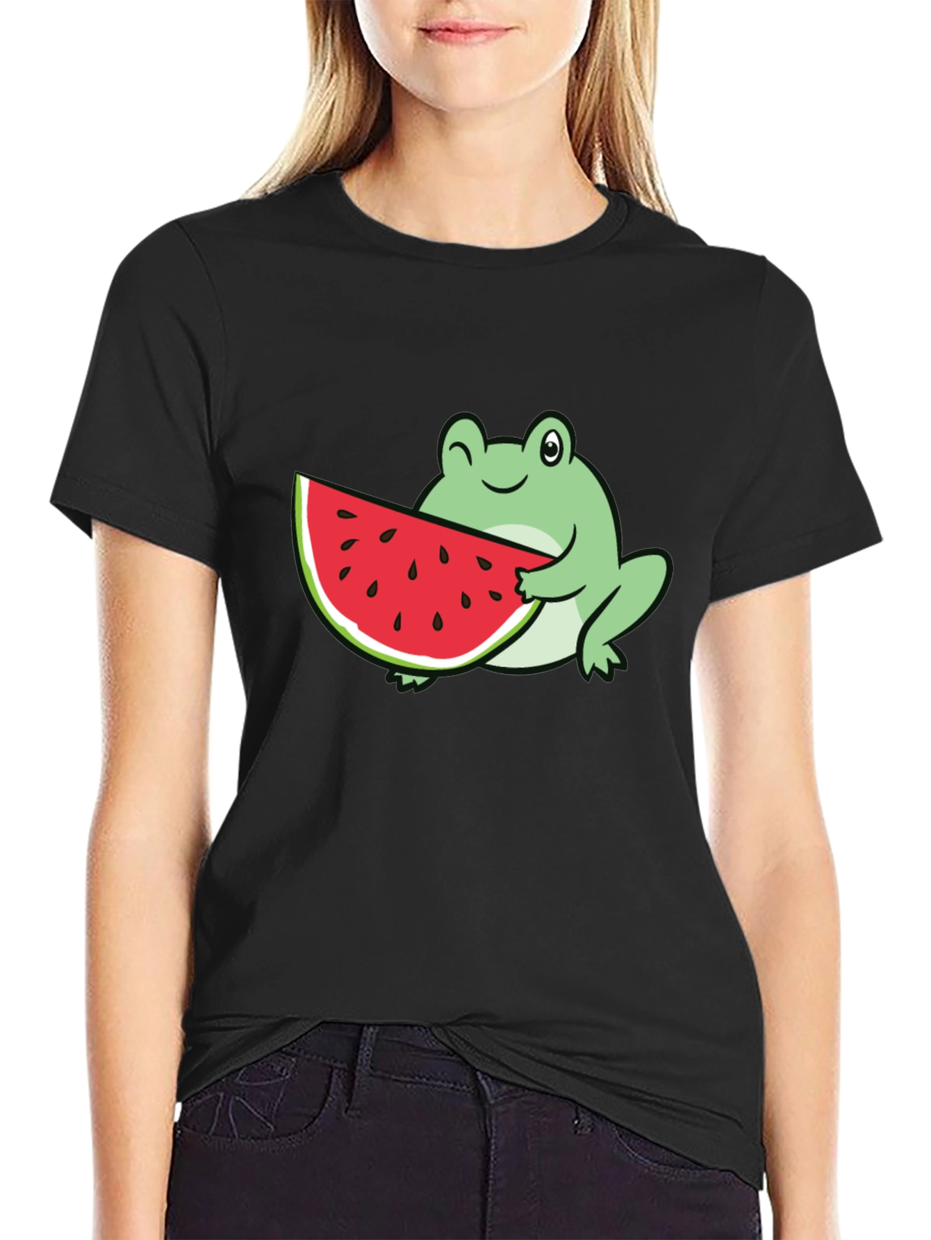 Frog Eating Watermelon Graphic Tee