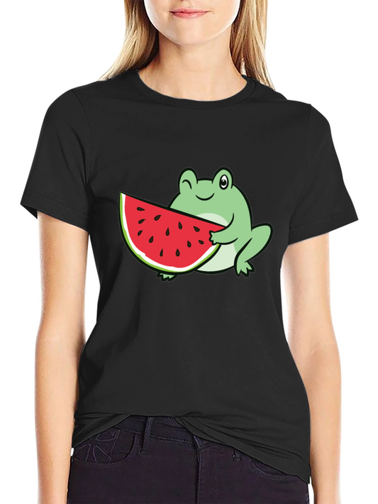 Frog Eating Watermelon Graphic Tee
