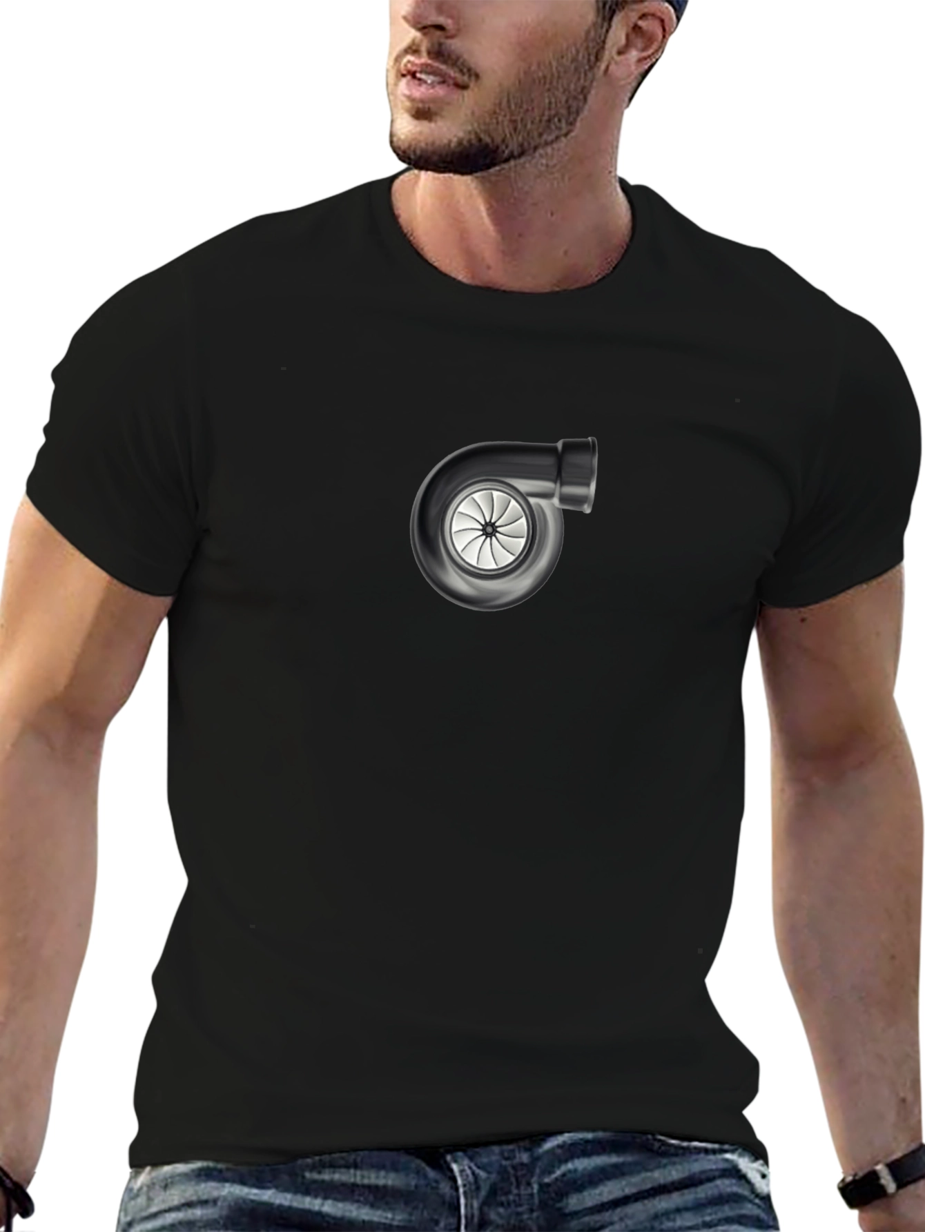 Turbocharged Style: Black Graphic Tee