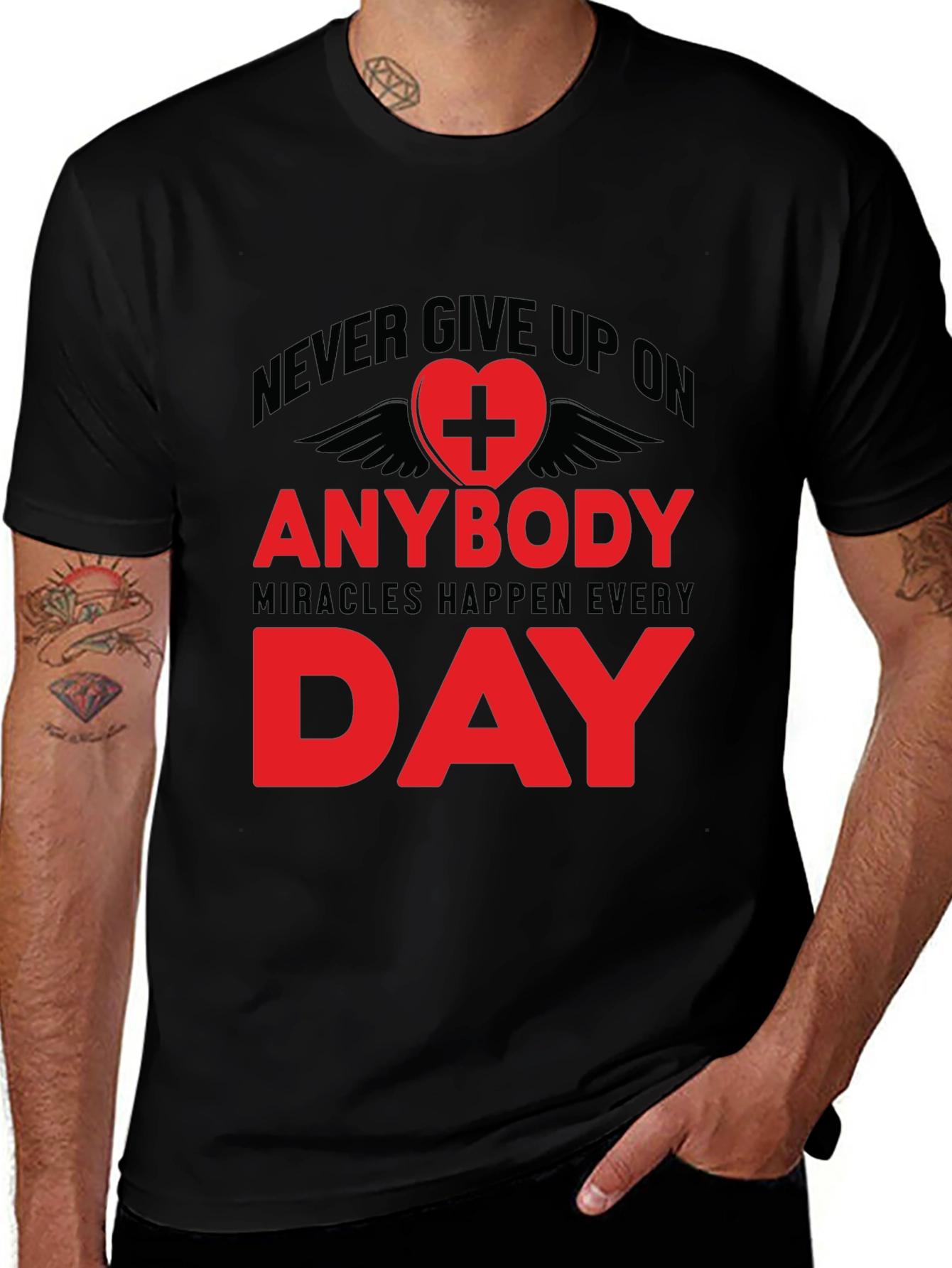 Never Give Up Inspirational Graphic Tee