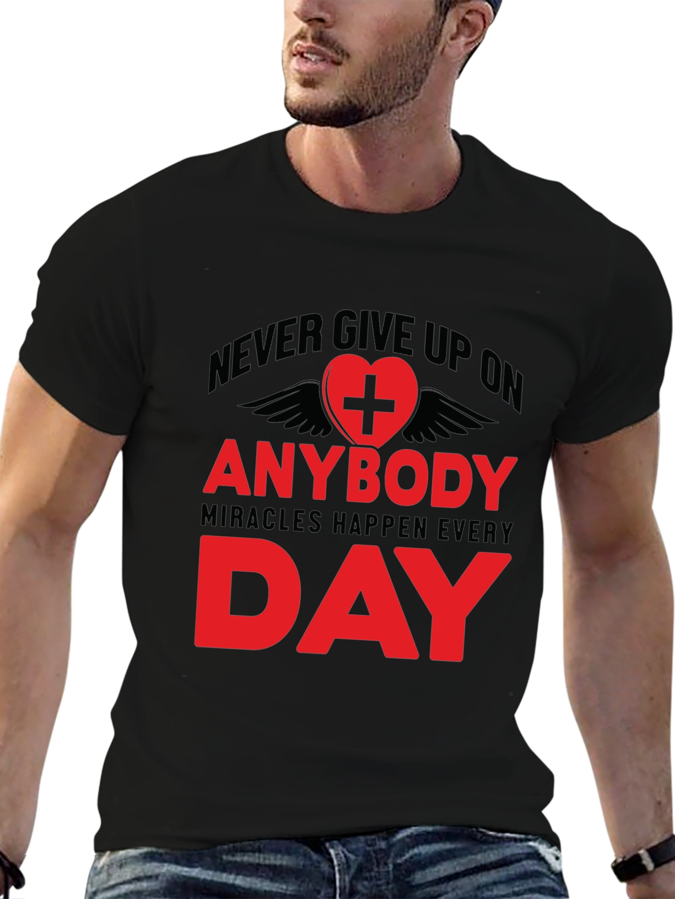 Never Give Up Inspirational Graphic Tee
