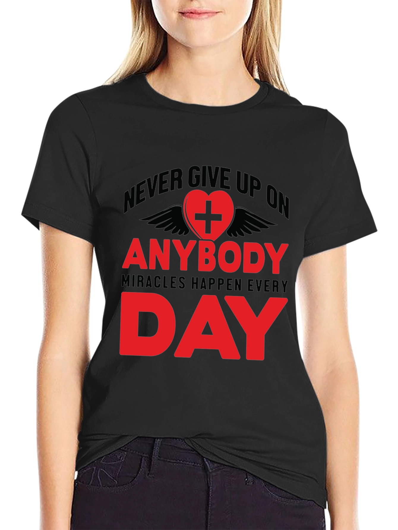 Never Give Up Inspirational Graphic Tee