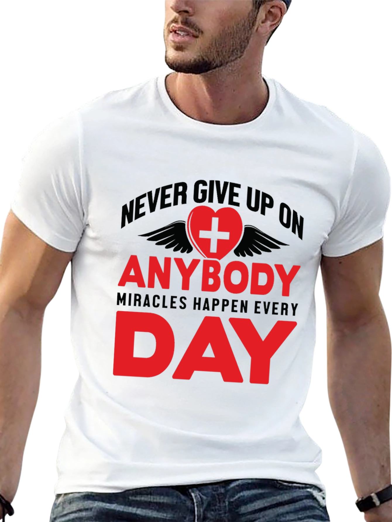Never Give Up Inspirational Graphic Tee