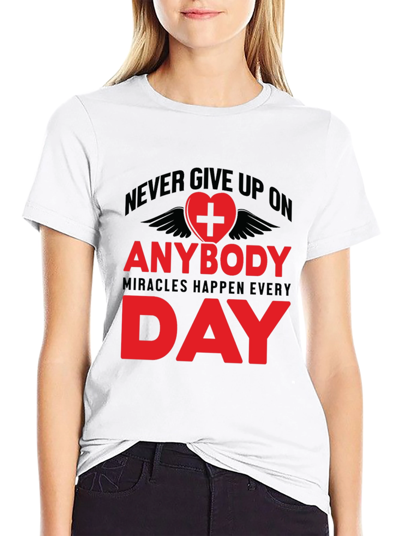Never Give Up Inspirational Graphic Tee