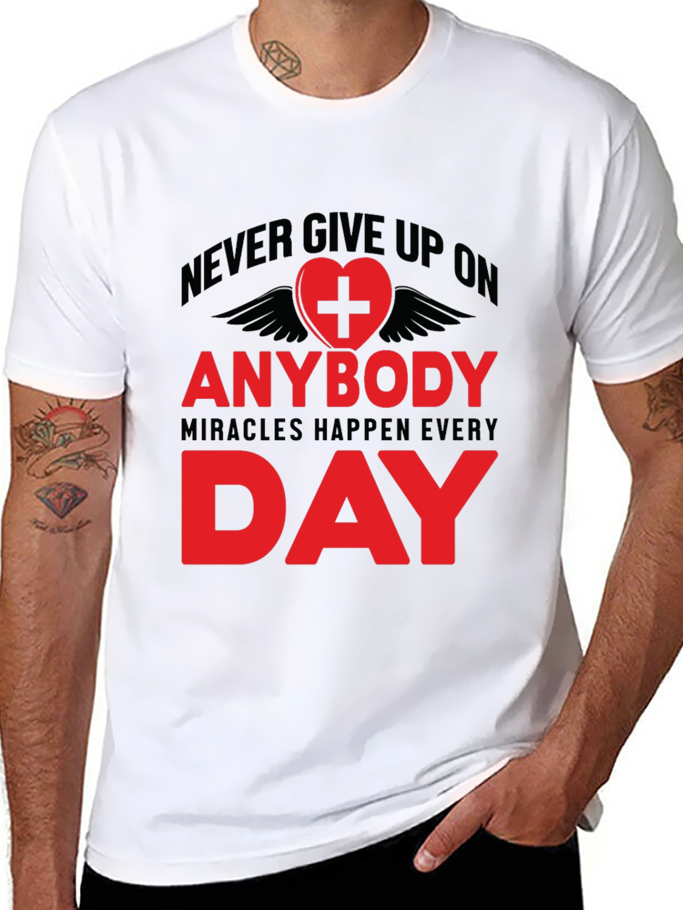 Never Give Up Inspirational Graphic Tee