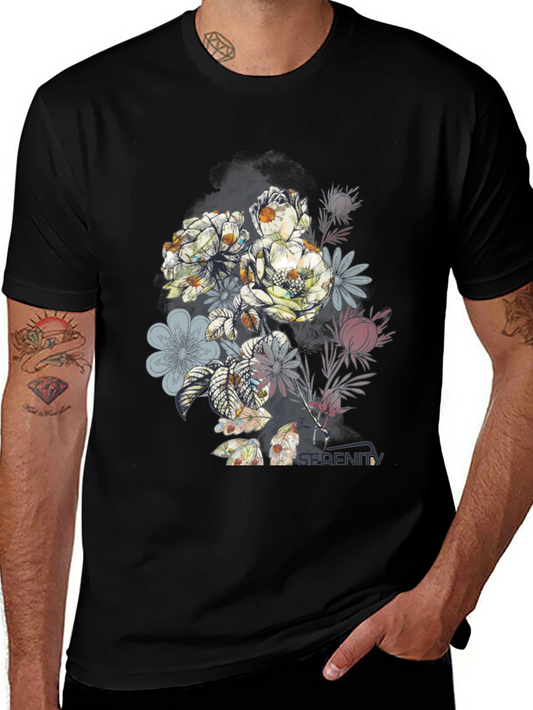 Floral Serenity Black Graphic Tee