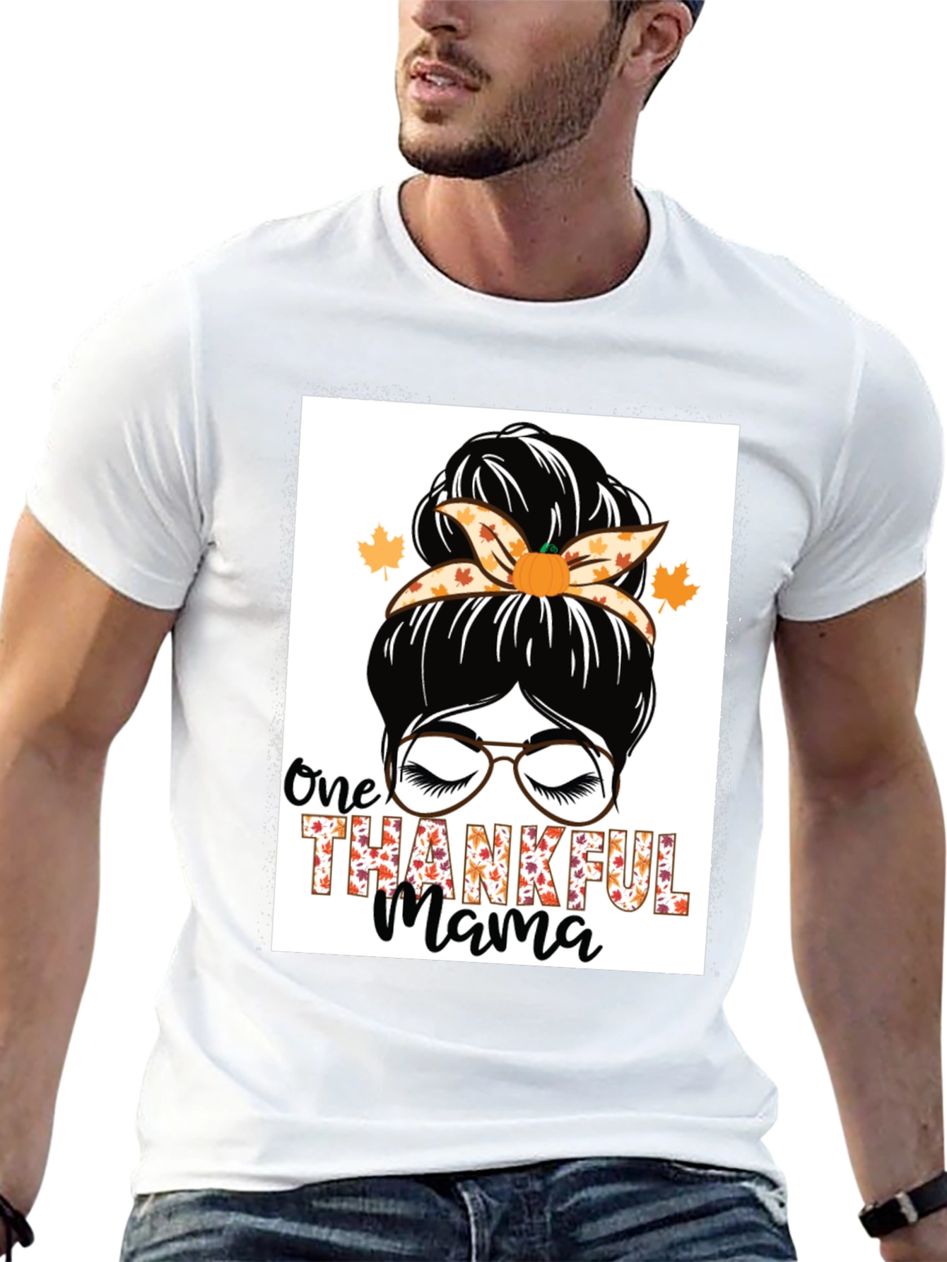 One Thankful Mama T-Shirt Fall Thanksgiving Tee