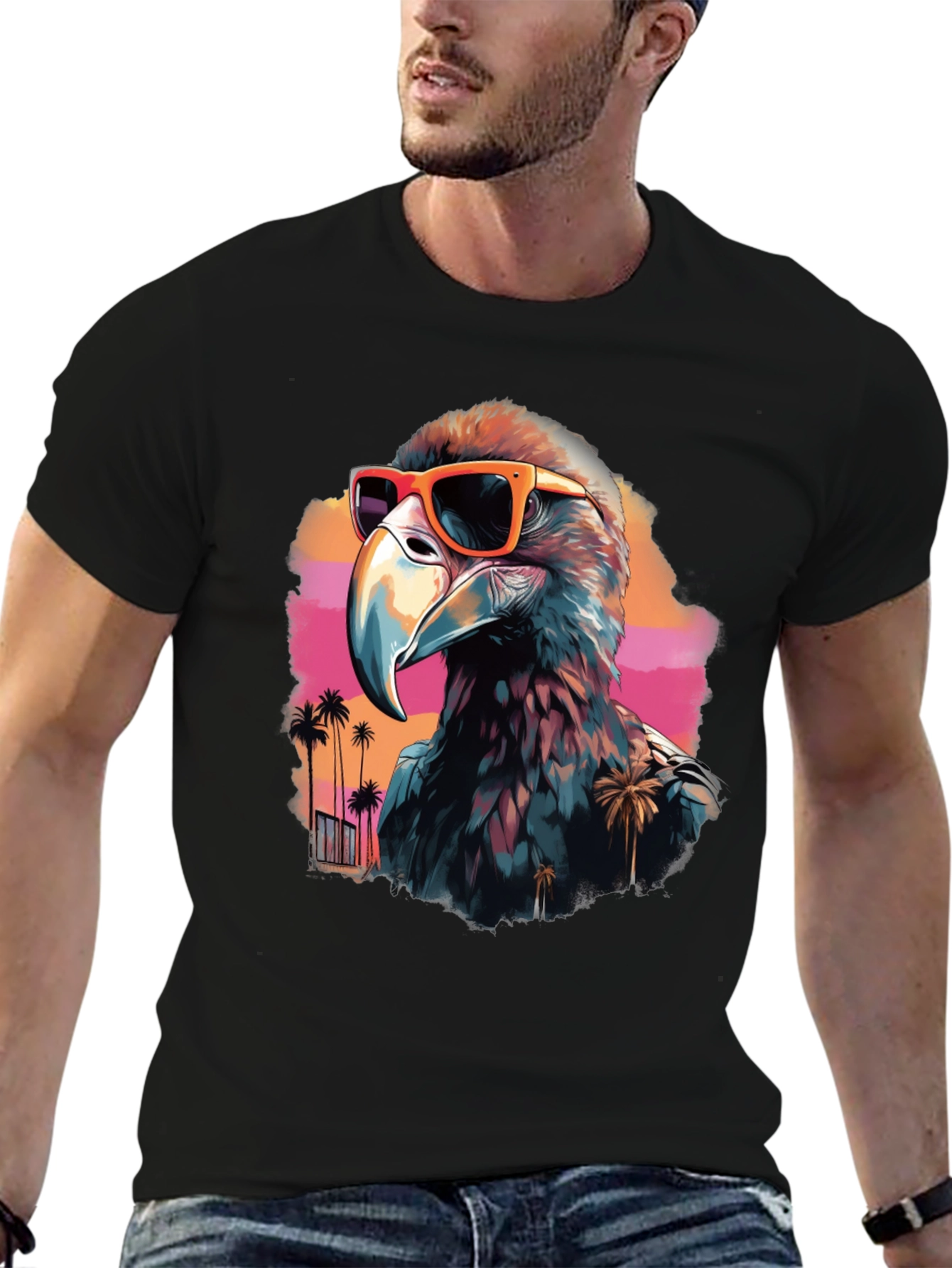 Cool Eagle with Sunglasses Black T-Shirt