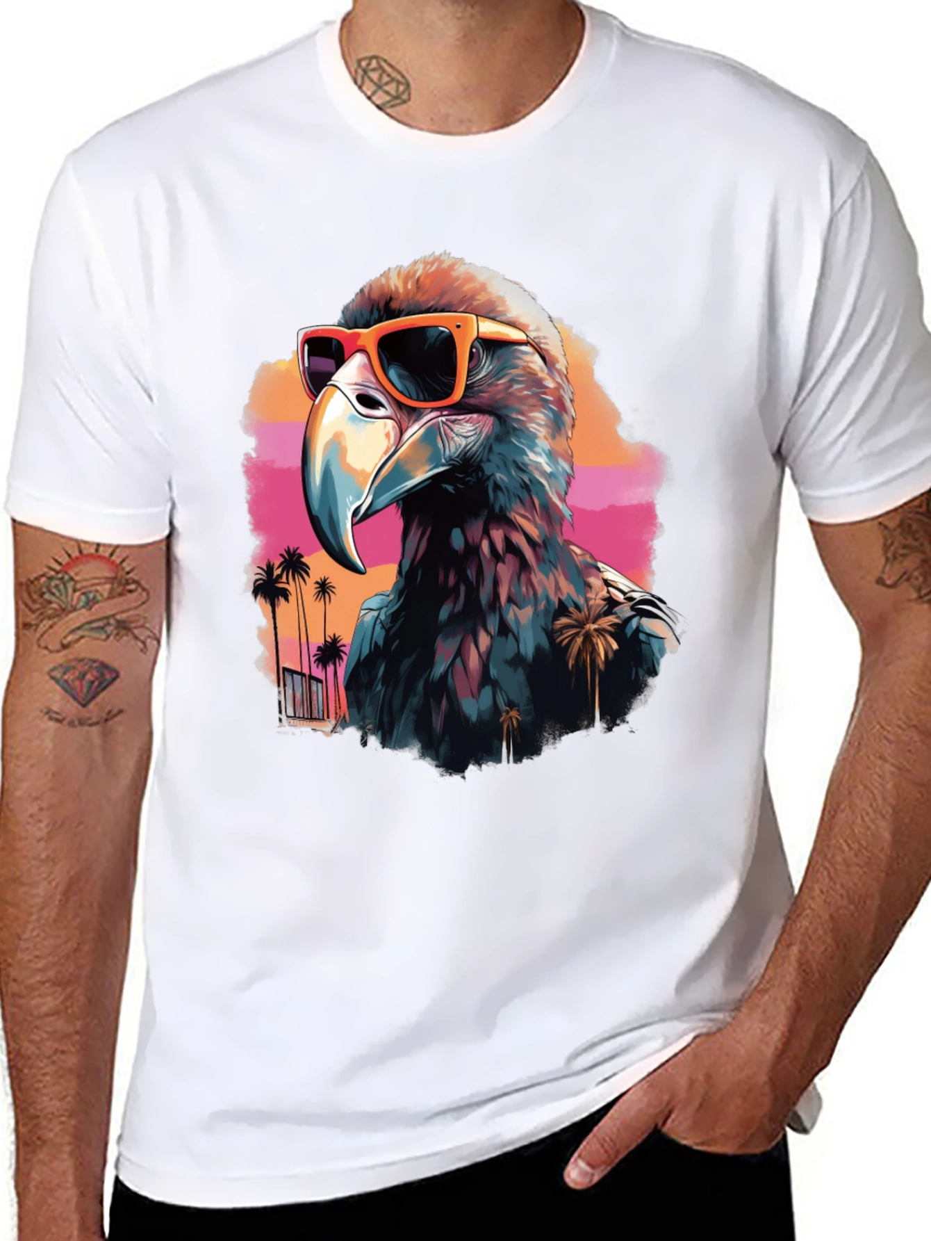 Cool Eagle with Sunglasses Black T-Shirt