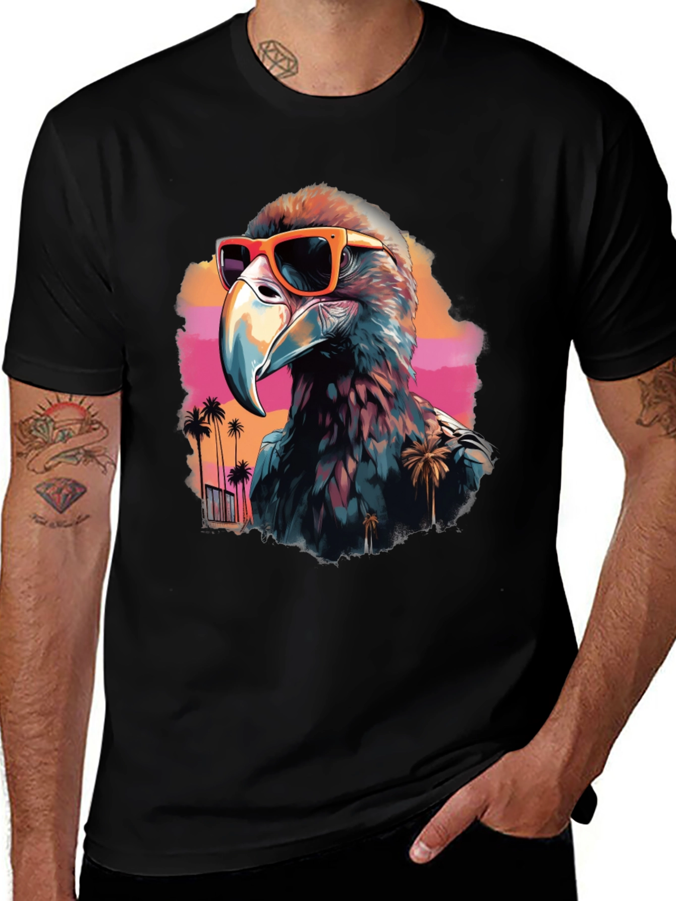 Cool Eagle with Sunglasses Black T-Shirt