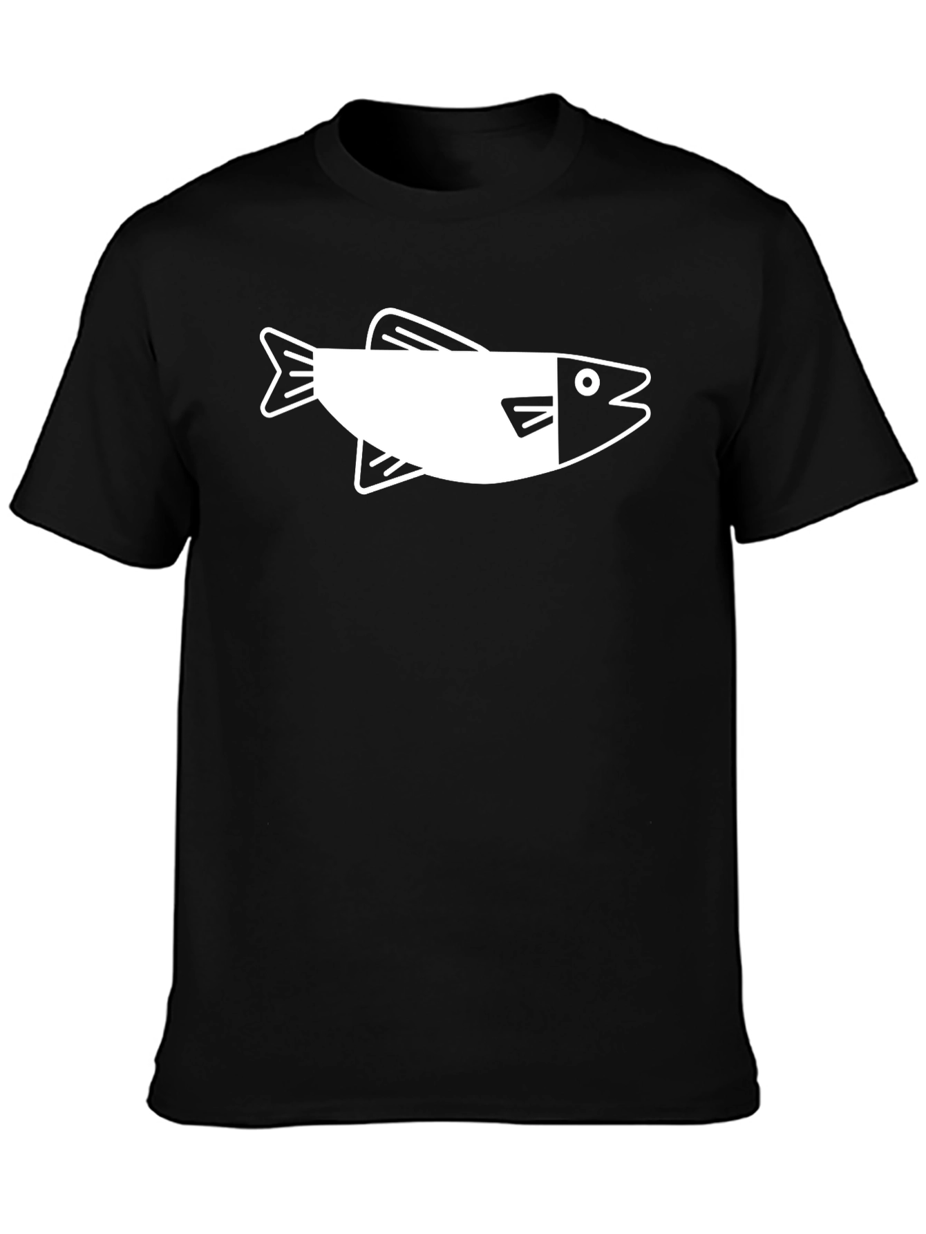 Fish Graphic Black Crew Neck T-Shirt