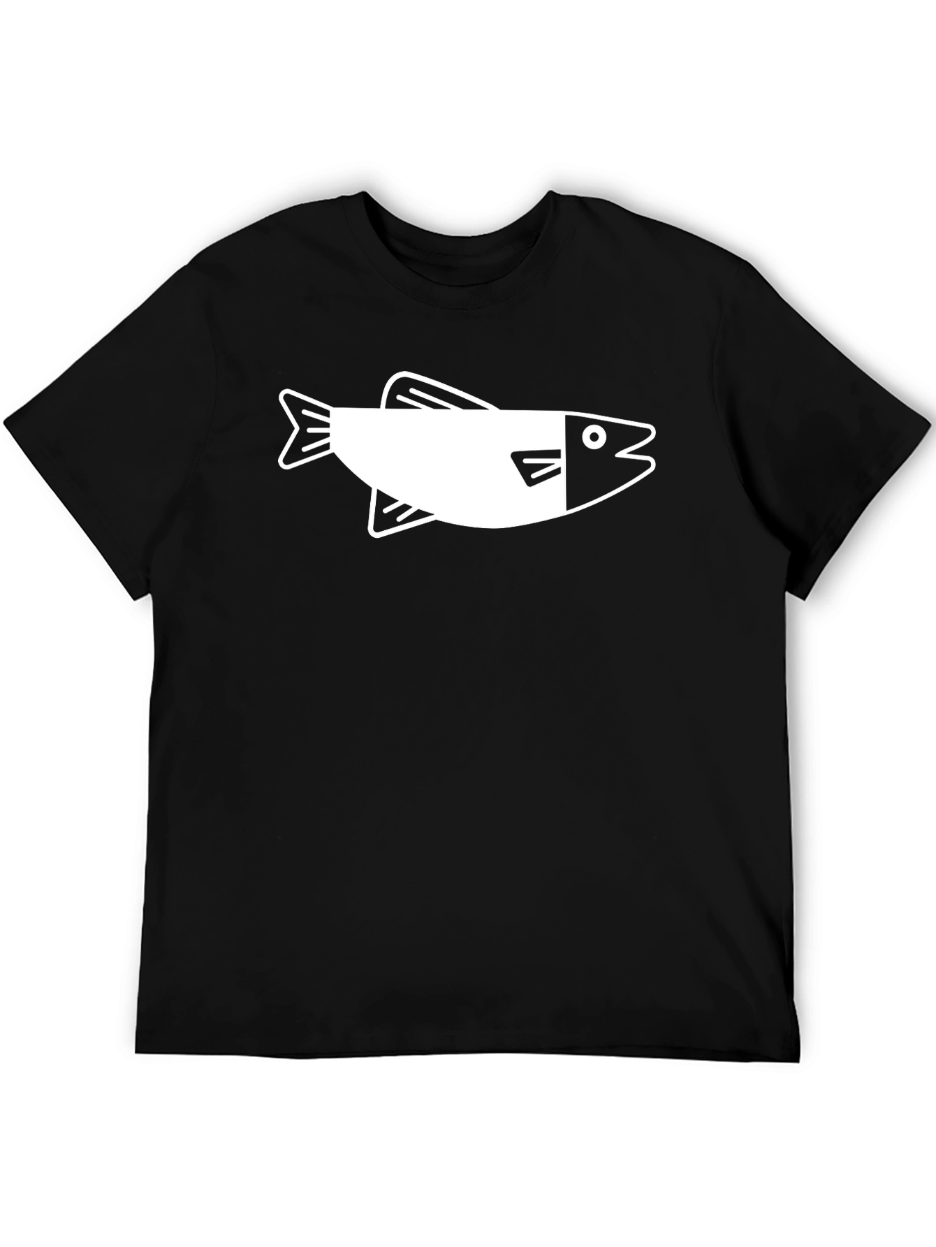 Fish Graphic Black Crew Neck T-Shirt