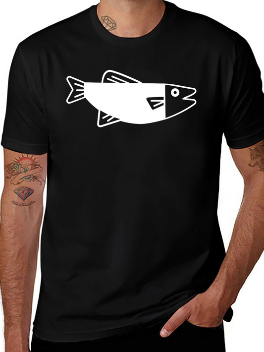 Fish Graphic Black Crew Neck T-Shirt