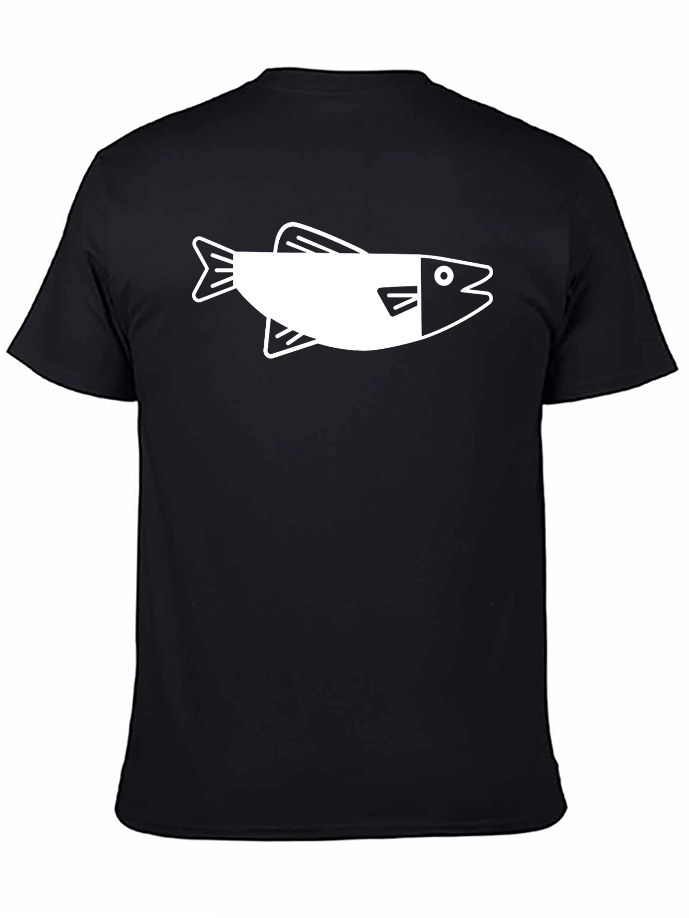 Fish Graphic Black Crew Neck T-Shirt