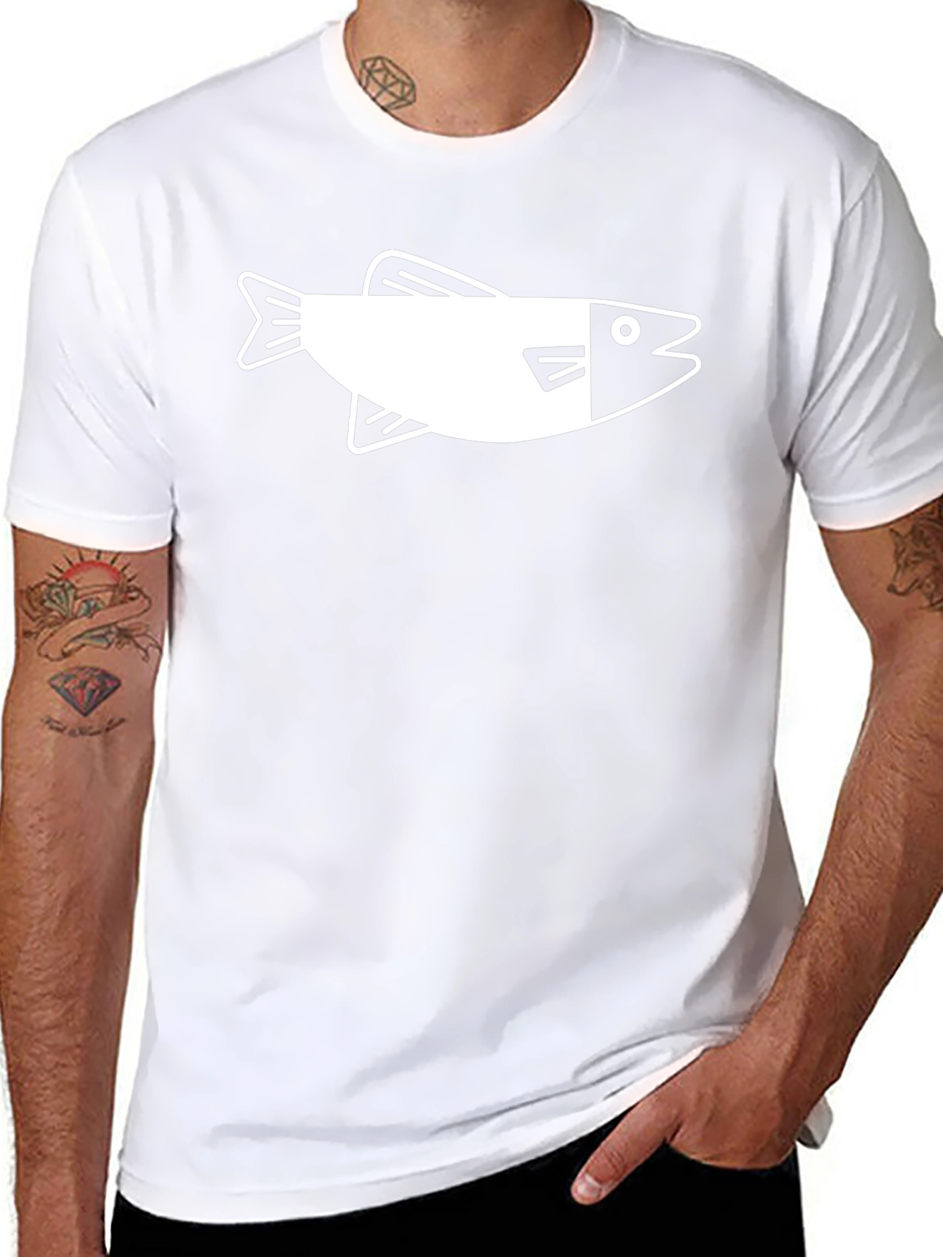 Fish Graphic Black Crew Neck T-Shirt