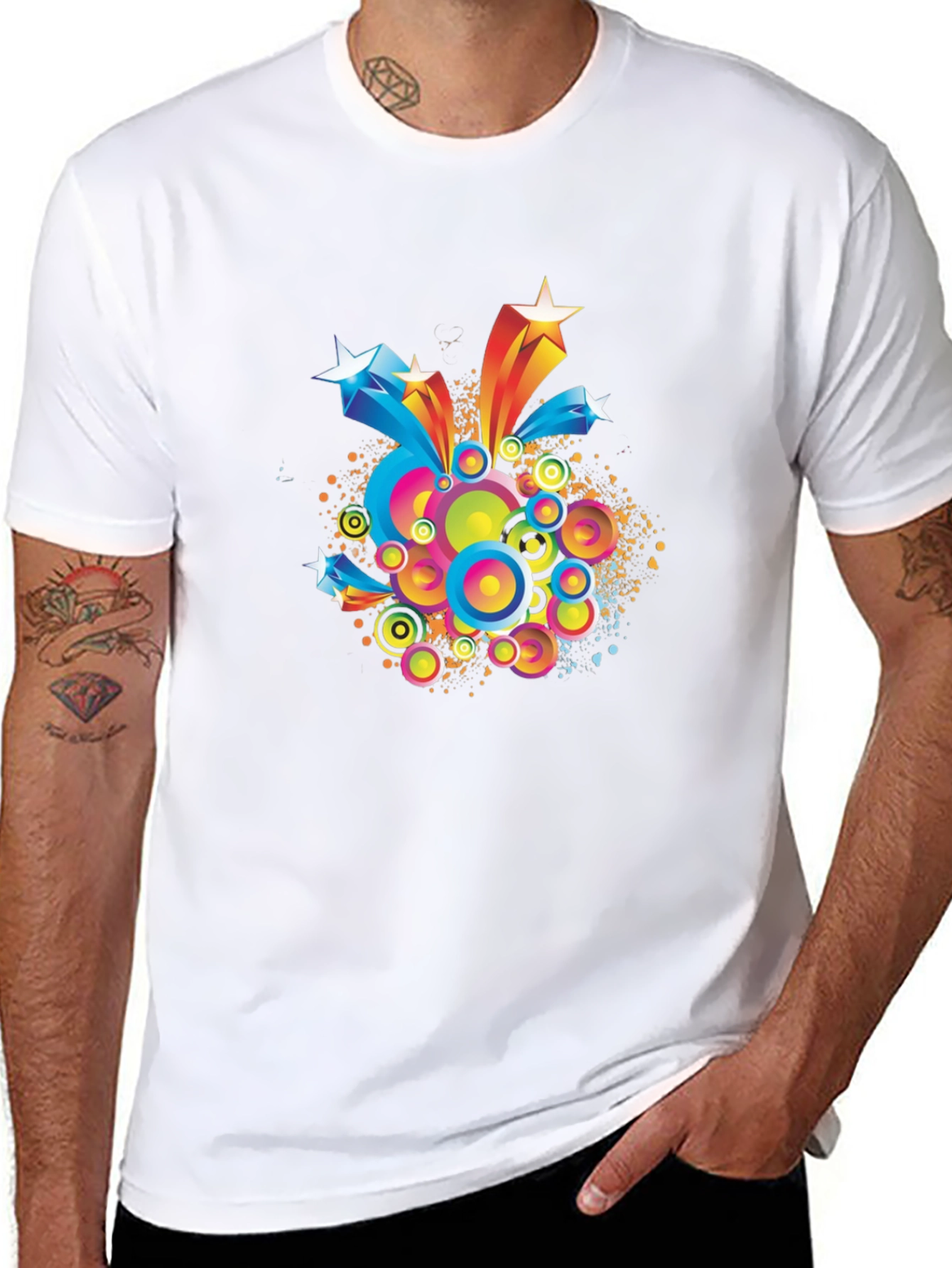 Retro Starburst Graphic Tee - Modern Mens T-Shirt