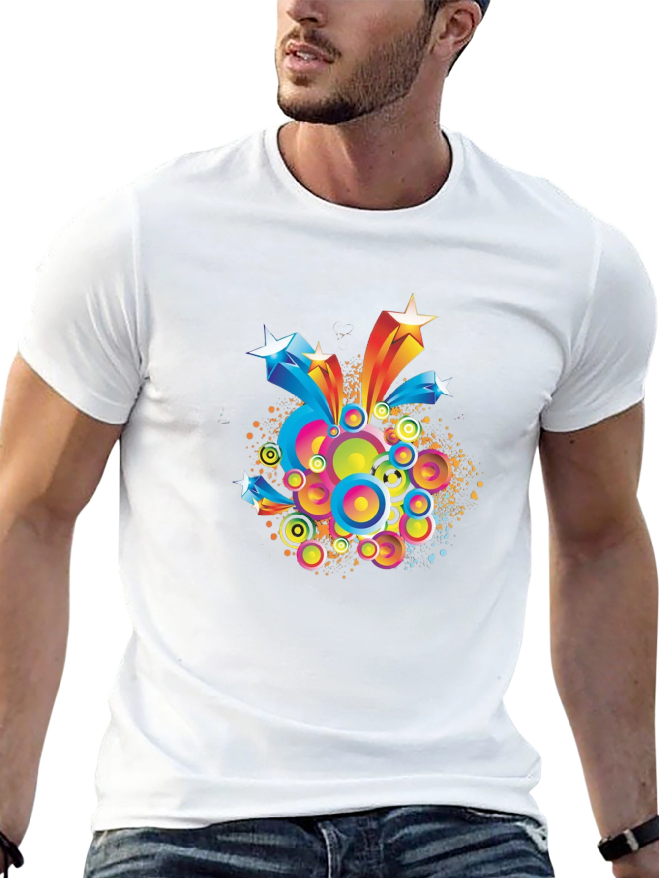 Retro Starburst Graphic Tee - Modern Mens T-Shirt
