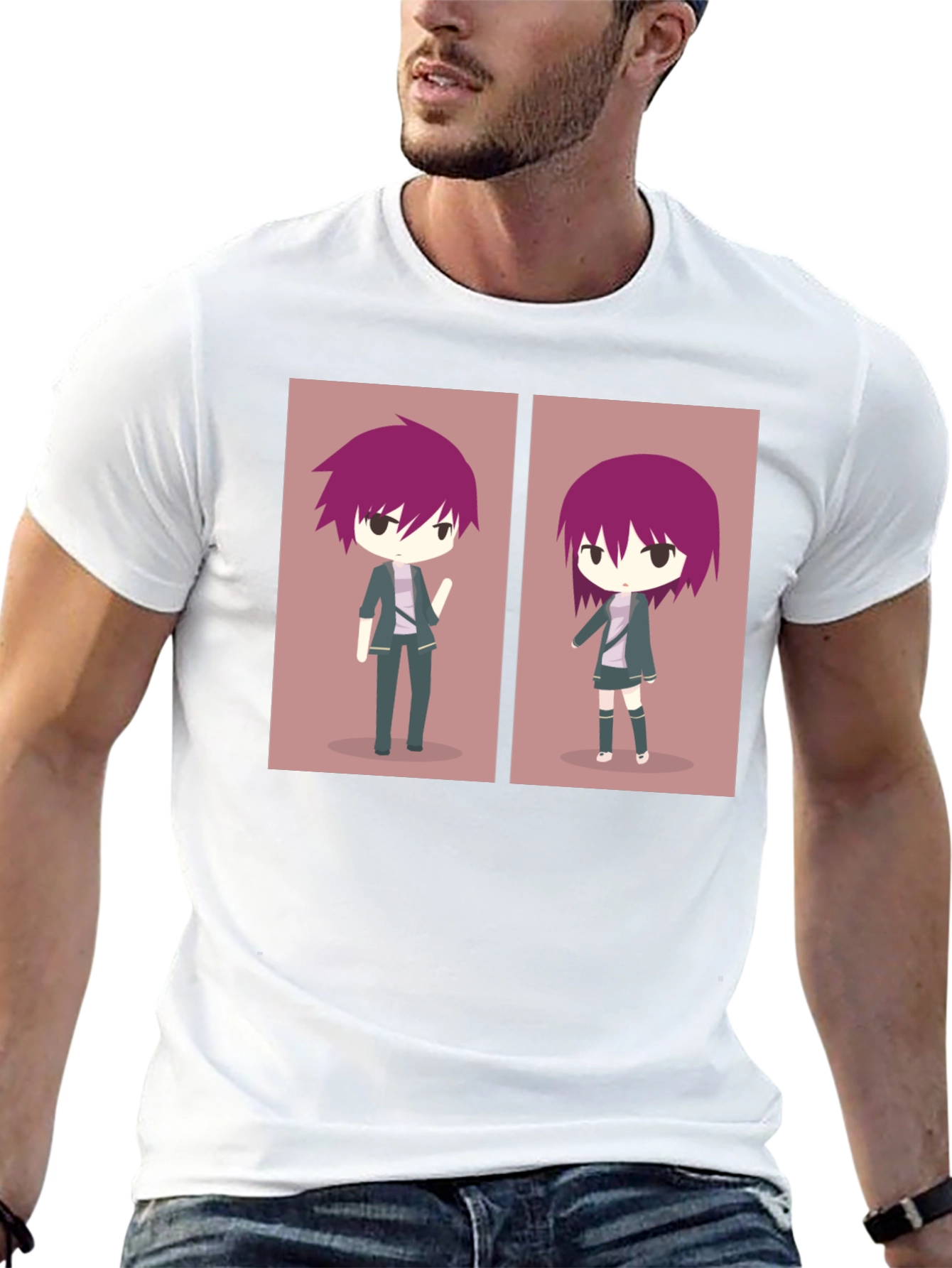 Anime Character Graphic Print Black T-Shirt