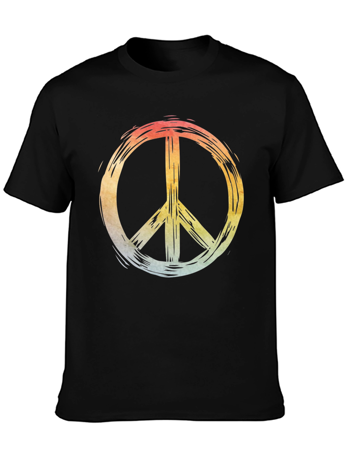 Retro Peace Sign Graphic Black T-Shirt