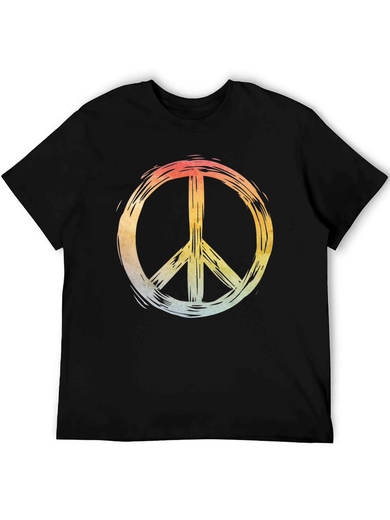 Retro Peace Sign Graphic Black T-Shirt