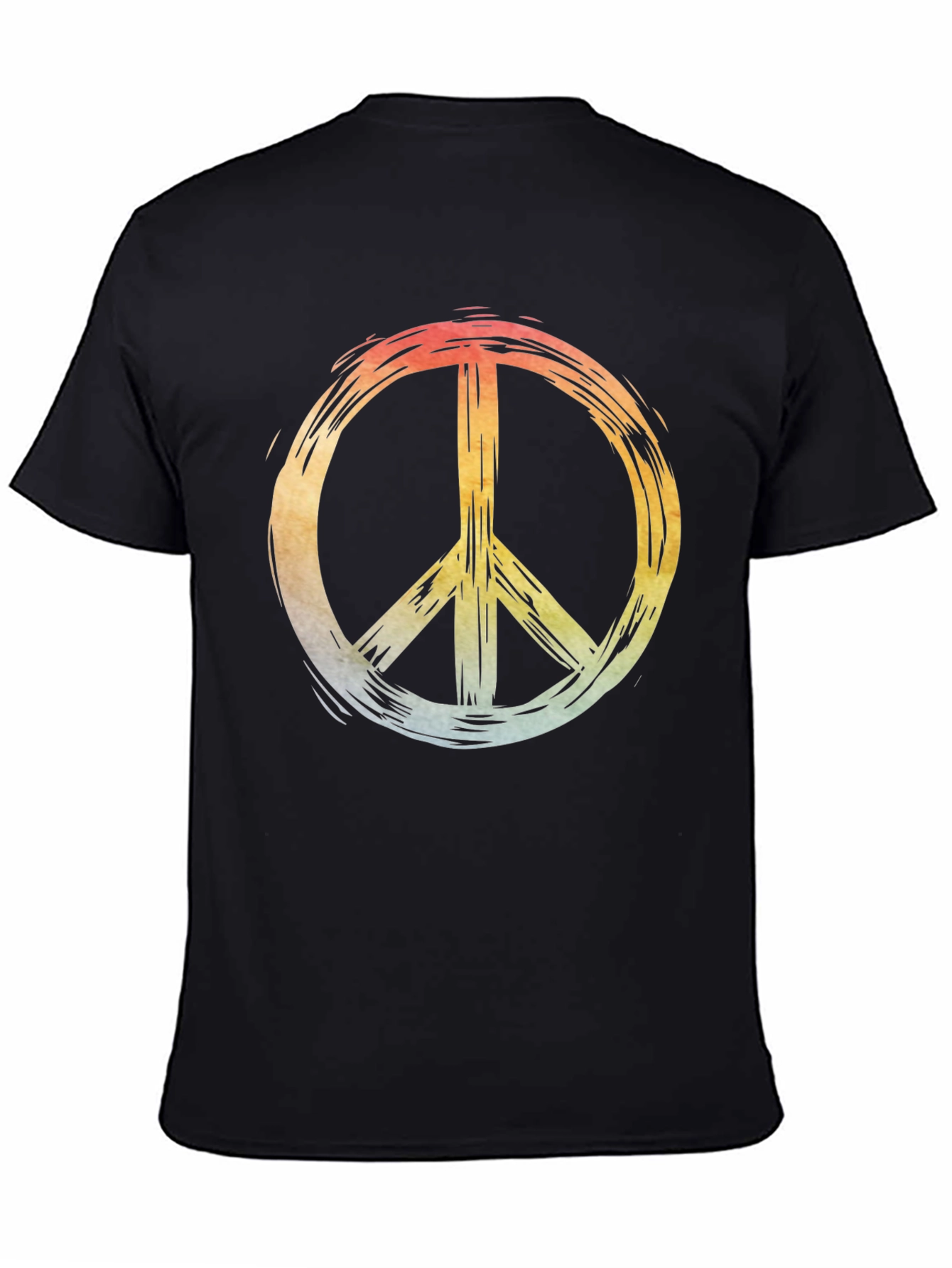 Retro Peace Sign Graphic Black T-Shirt