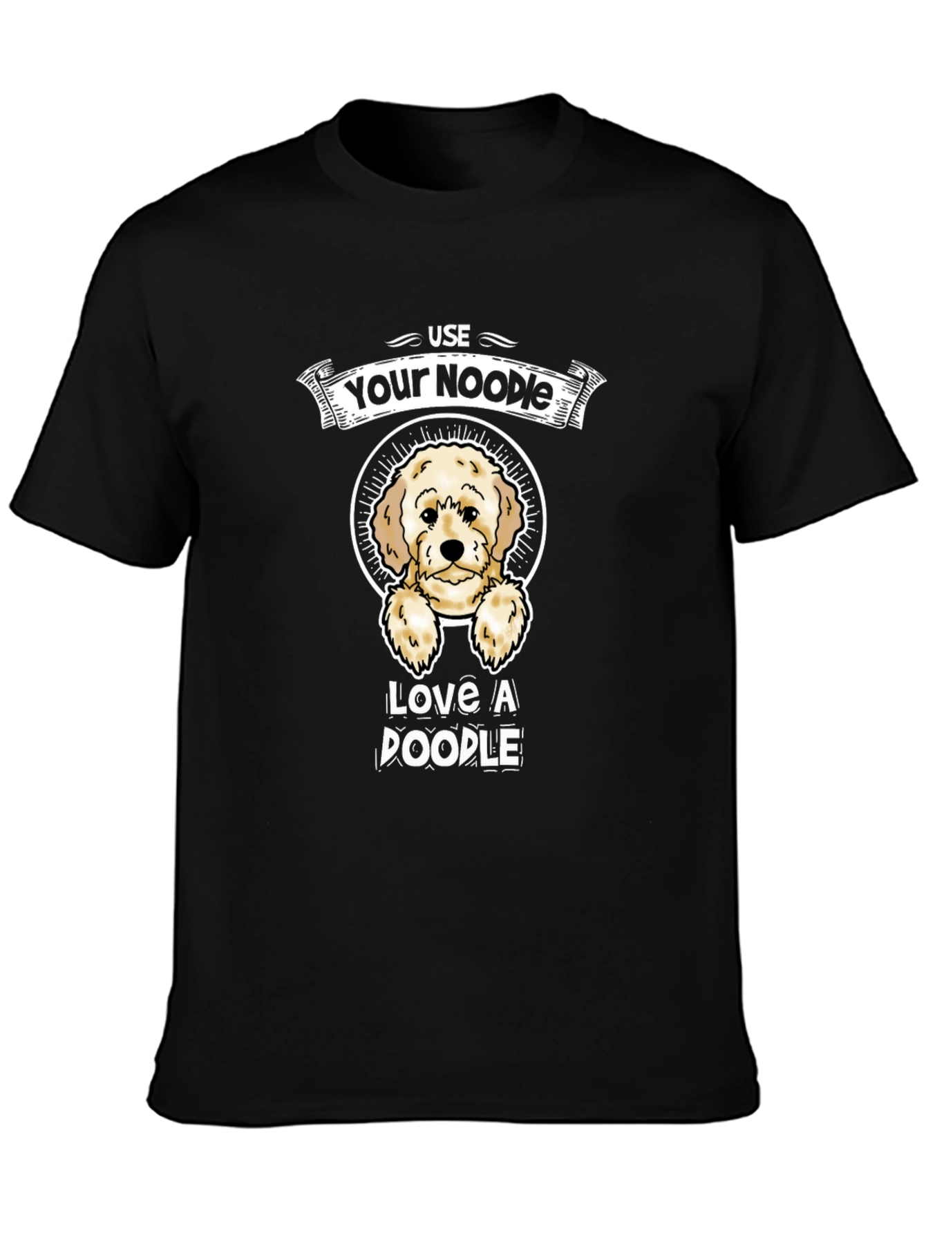 Use Your Noodle Love A Doodle Black T-Shirt