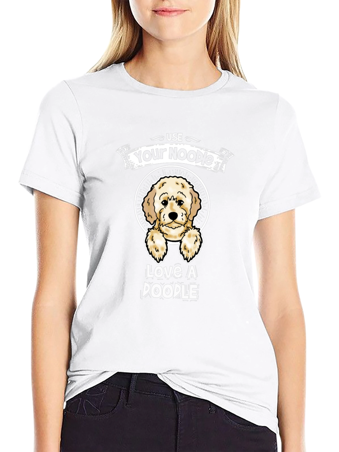 Use Your Noodle Love A Doodle Black T-Shirt