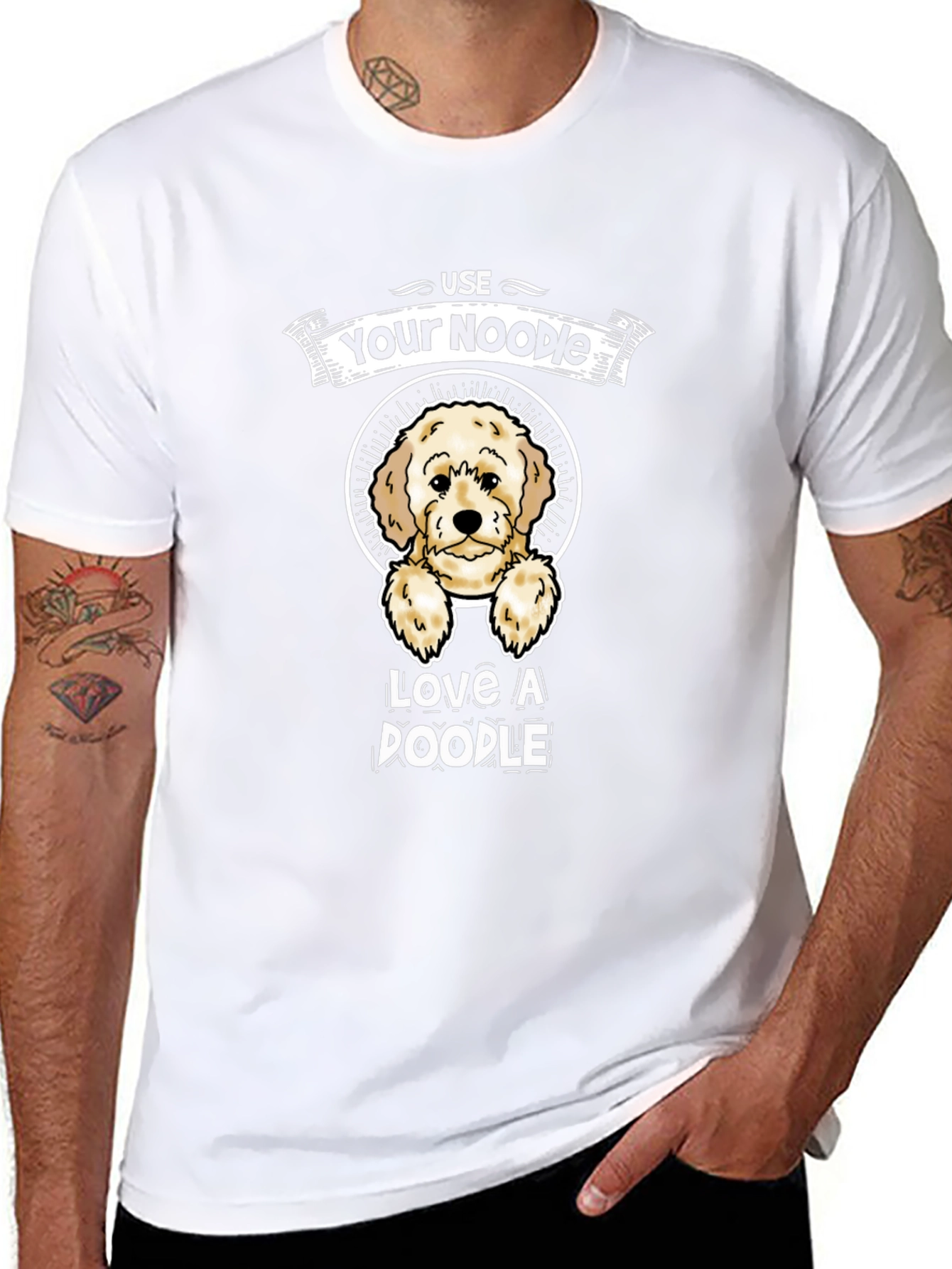 Use Your Noodle Love A Doodle Black T-Shirt