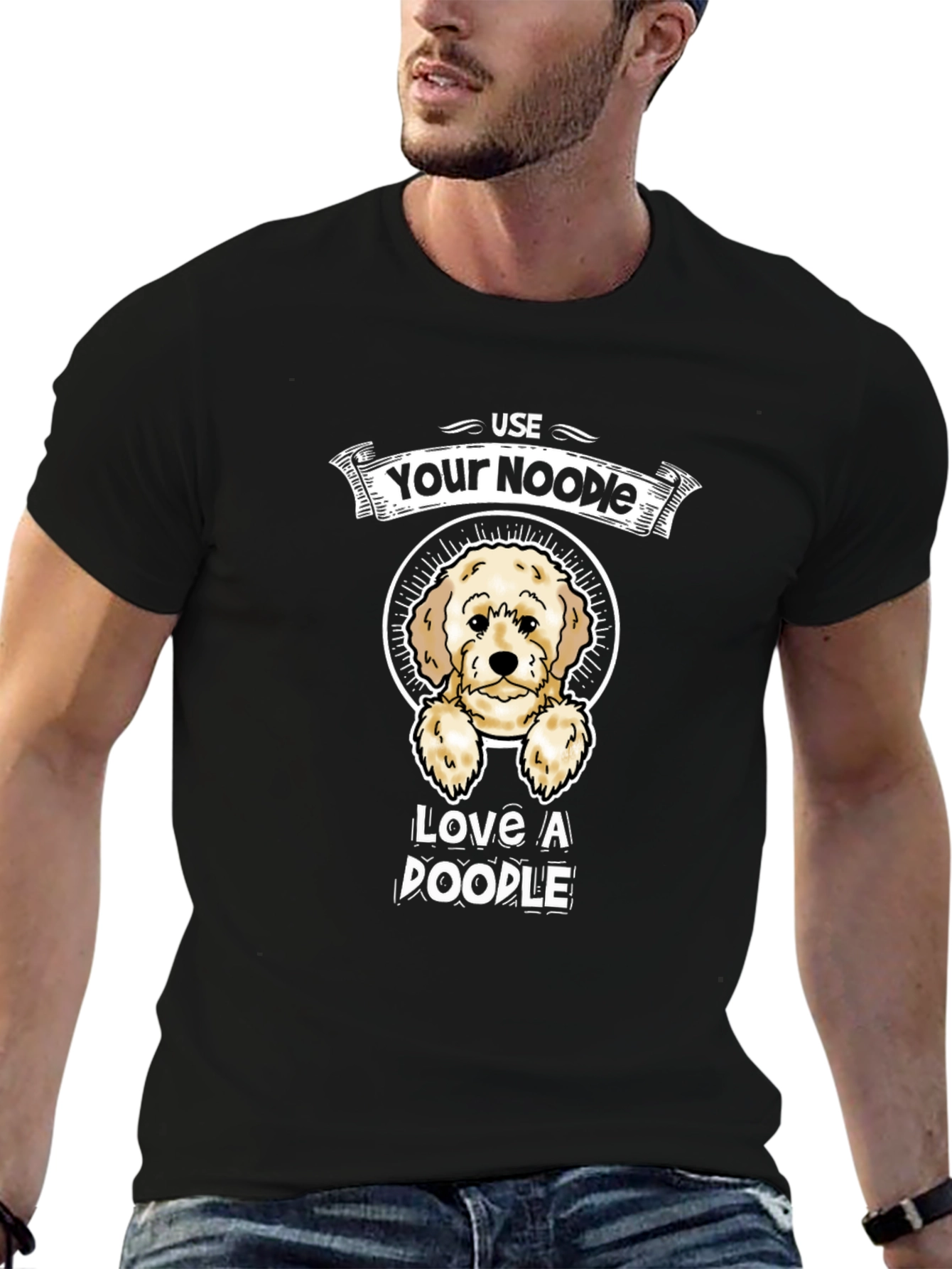 Use Your Noodle Love A Doodle Black T-Shirt