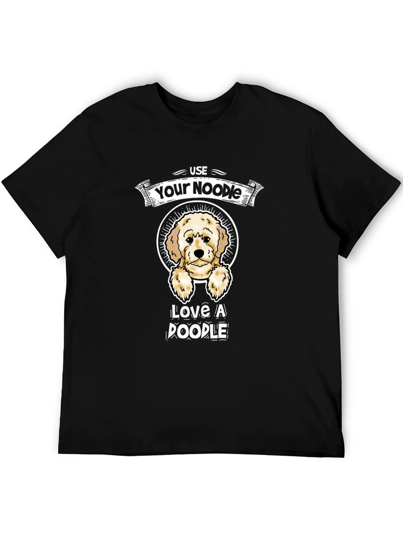 Use Your Noodle Love A Doodle Black T-Shirt