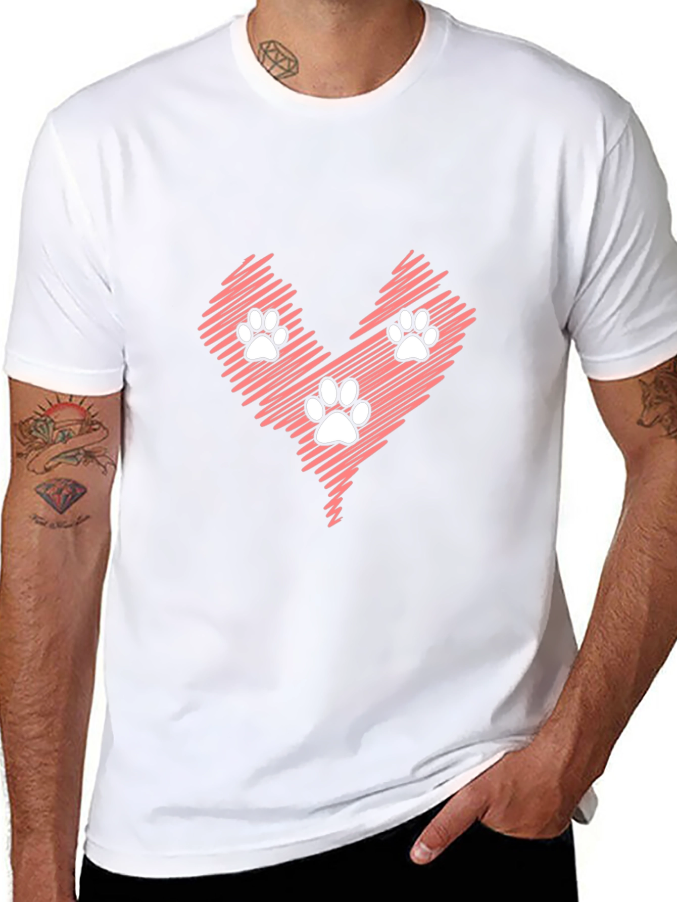 Paw Print Heart Graphic T-Shirt