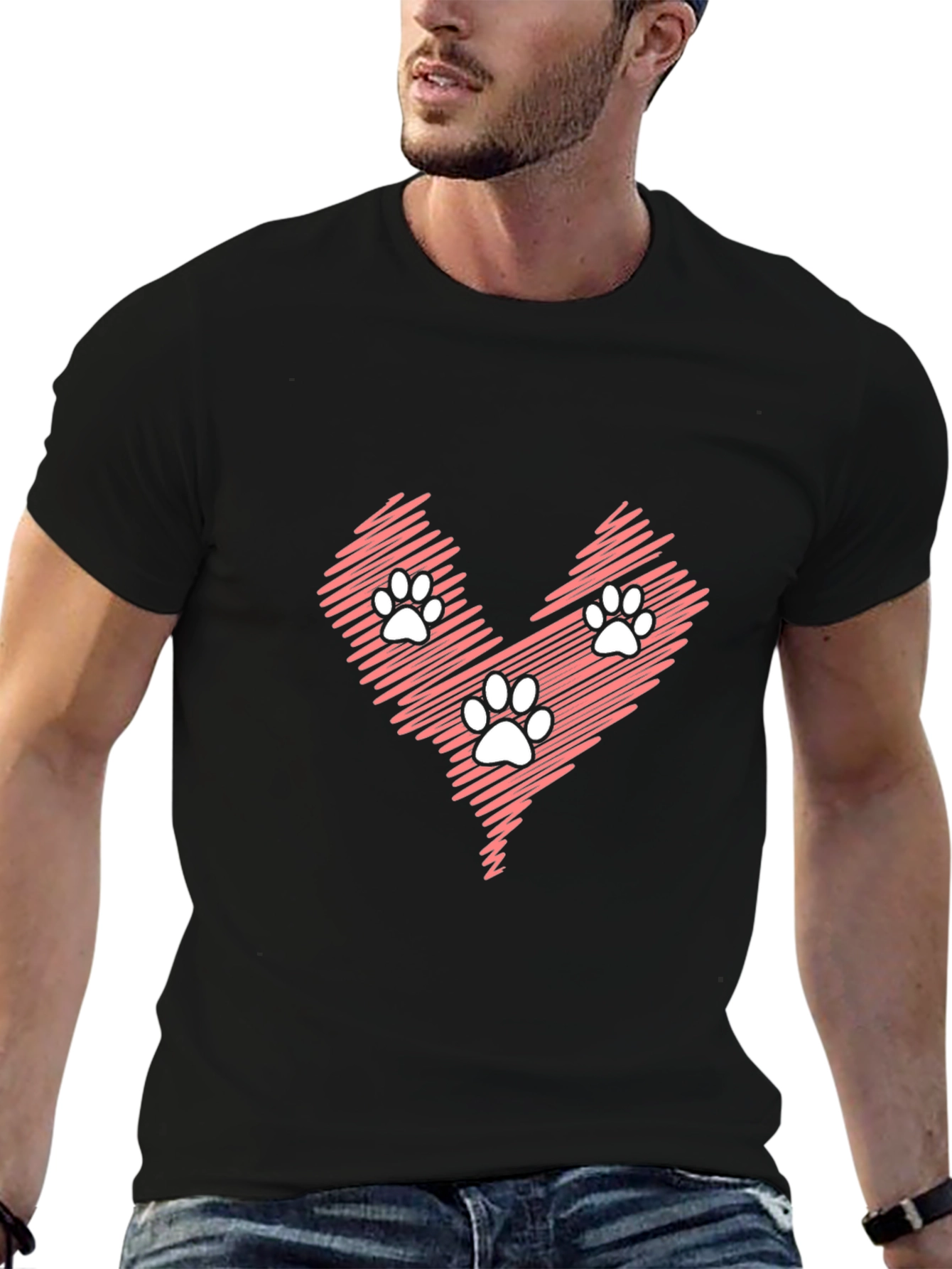 Paw Print Heart Graphic T-Shirt