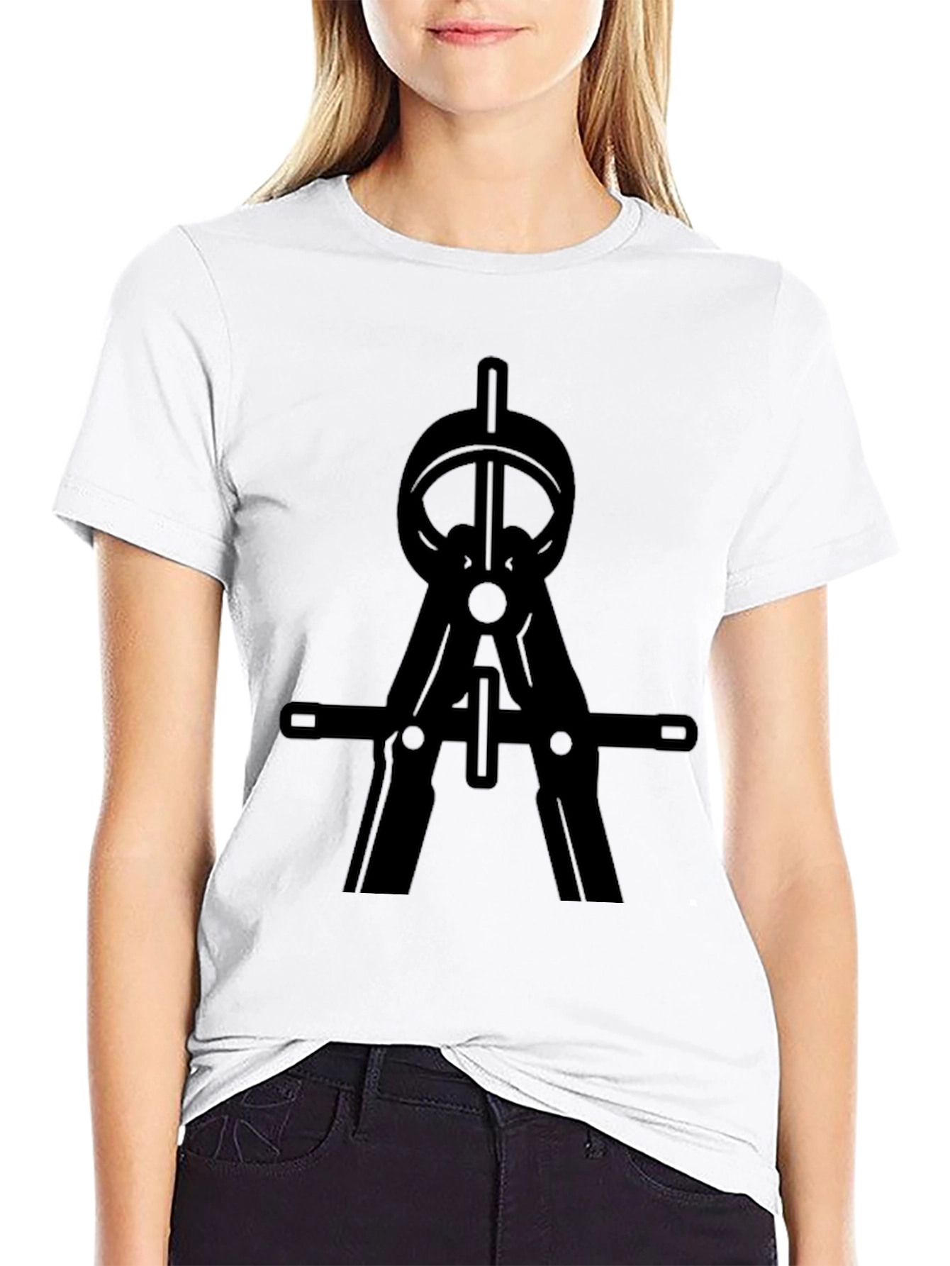 Black T-Shirt with Drafting Compass Design
