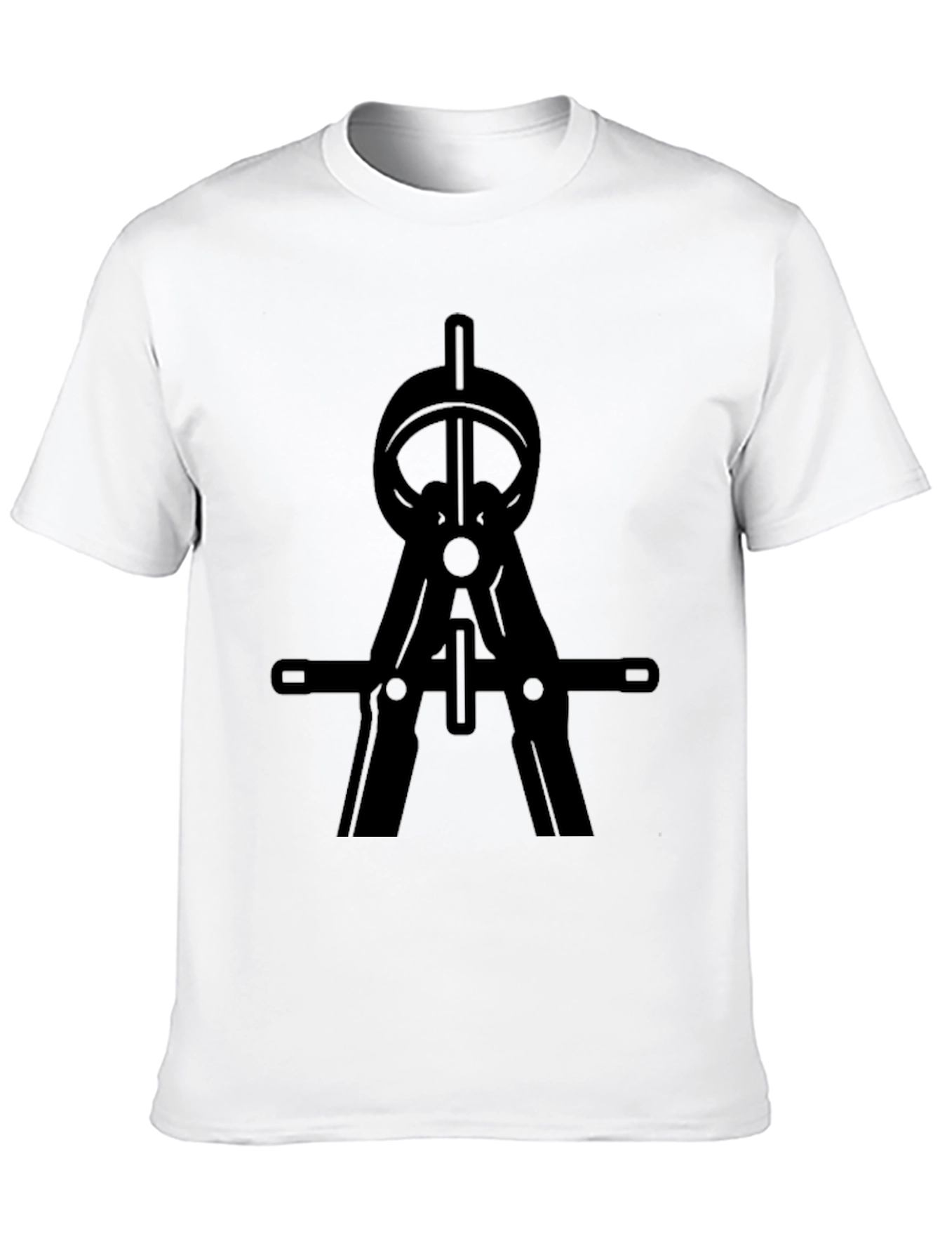 Black T-Shirt with Drafting Compass Design
