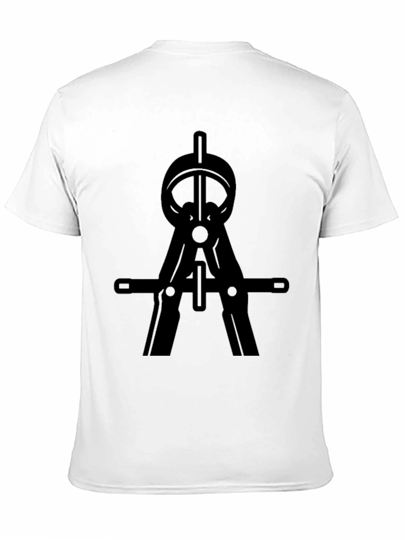 Black T-Shirt with Drafting Compass Design