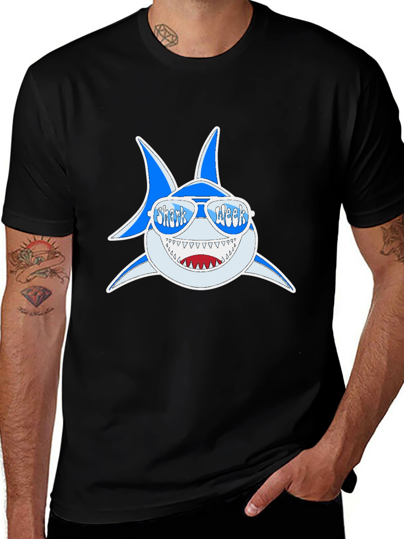 Shark Week T-Shirt: Blue Shark with Sunglasses