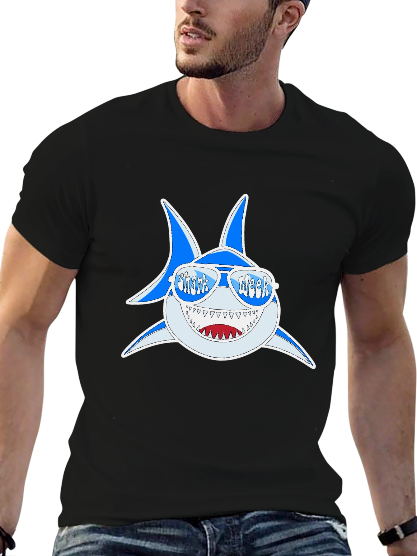 Shark Week T-Shirt: Blue Shark with Sunglasses