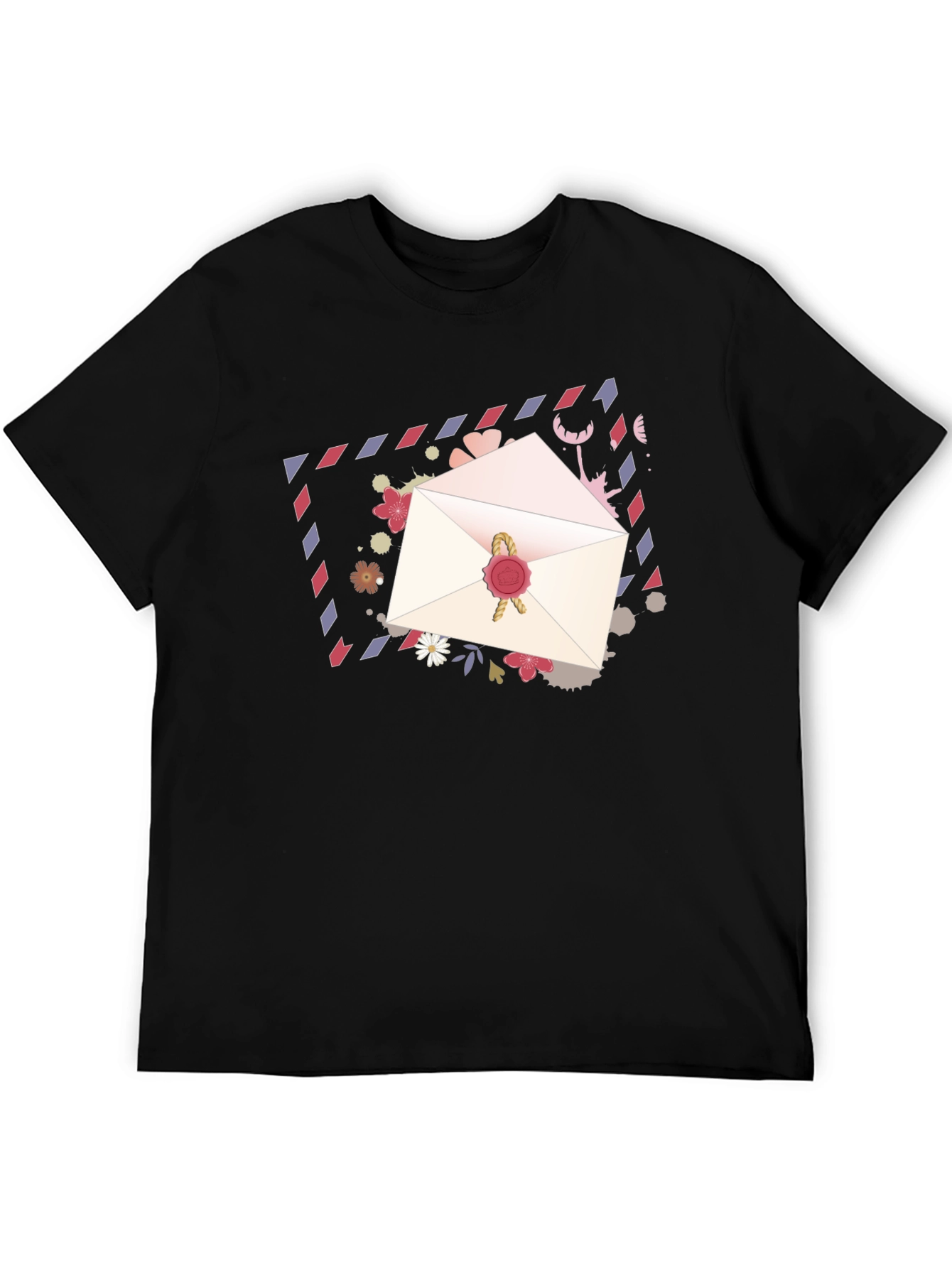Romantic Letter Graphic Tee - Stylish Black T-Shirt