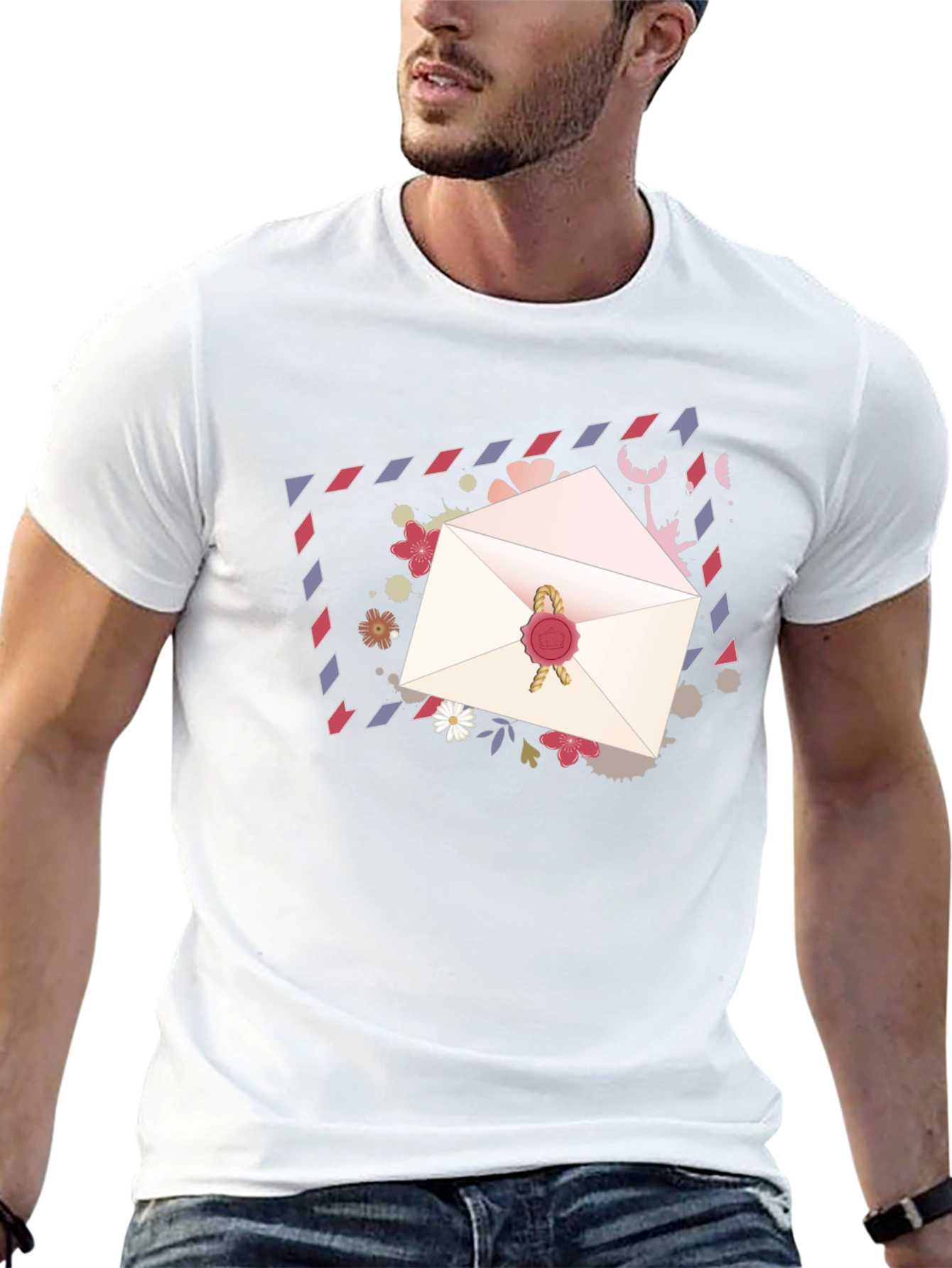 Romantic Letter Graphic Tee - Stylish Black T-Shirt