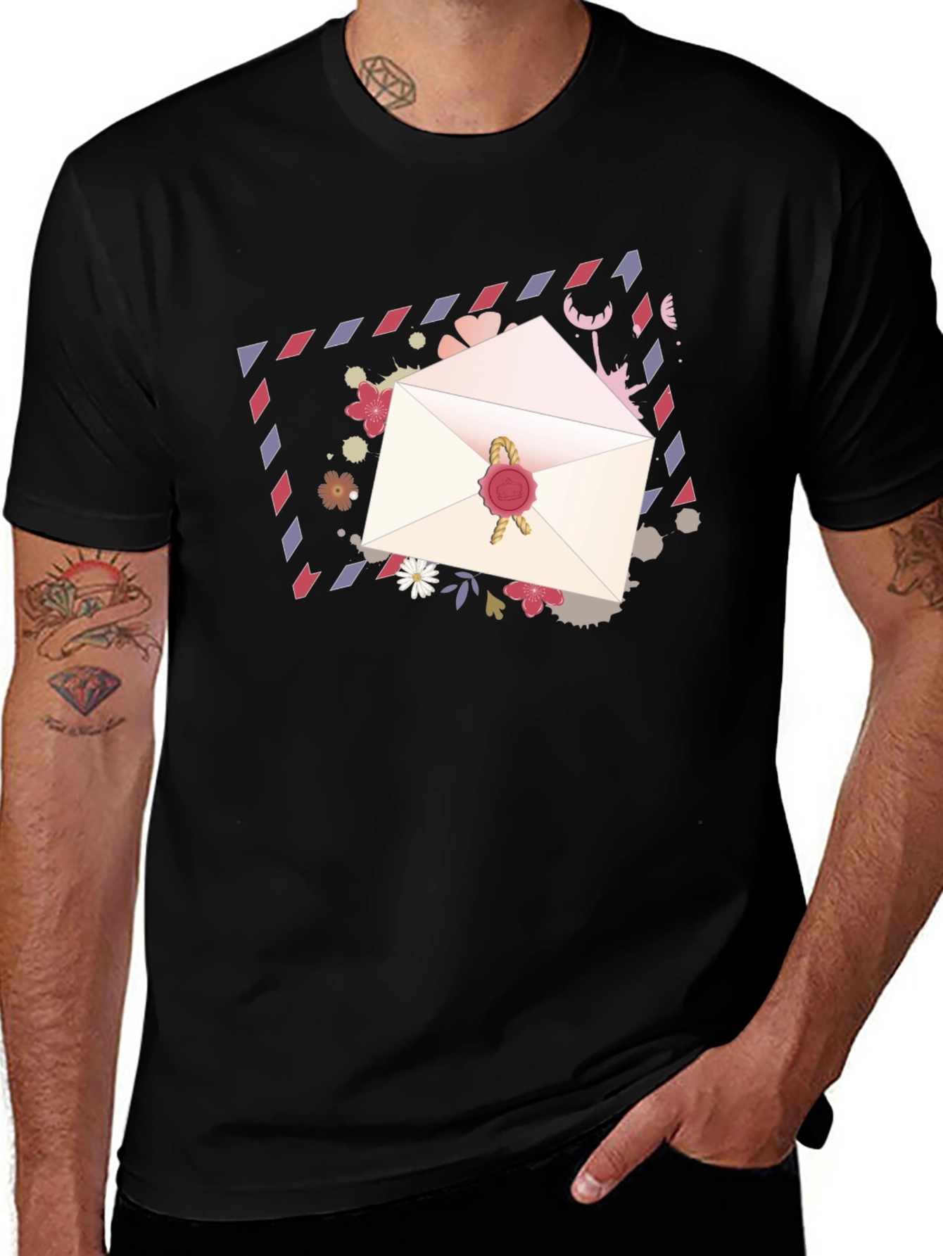 Romantic Letter Graphic Tee - Stylish Black T-Shirt