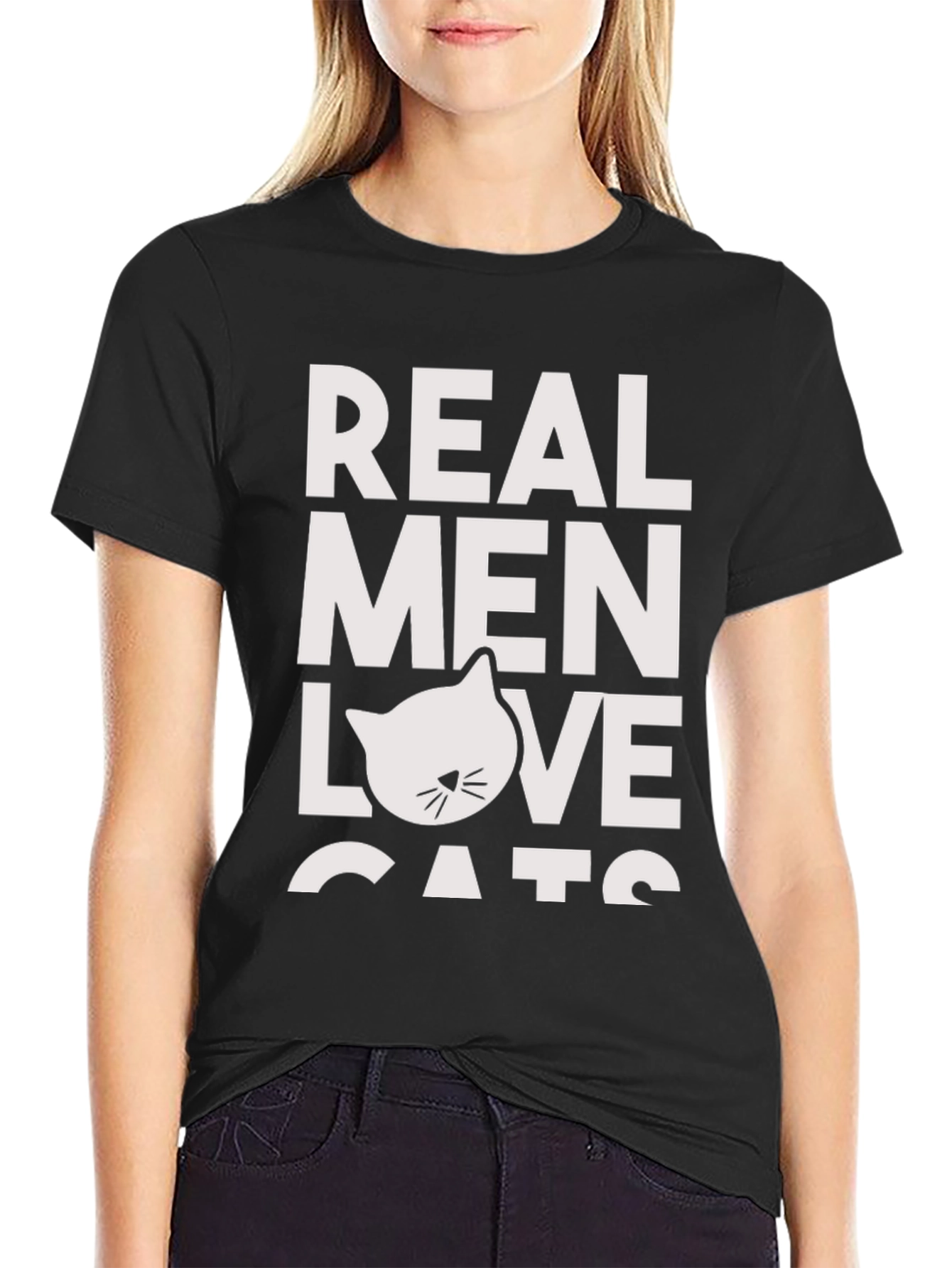 Real Men Love Cats Black T-Shirt