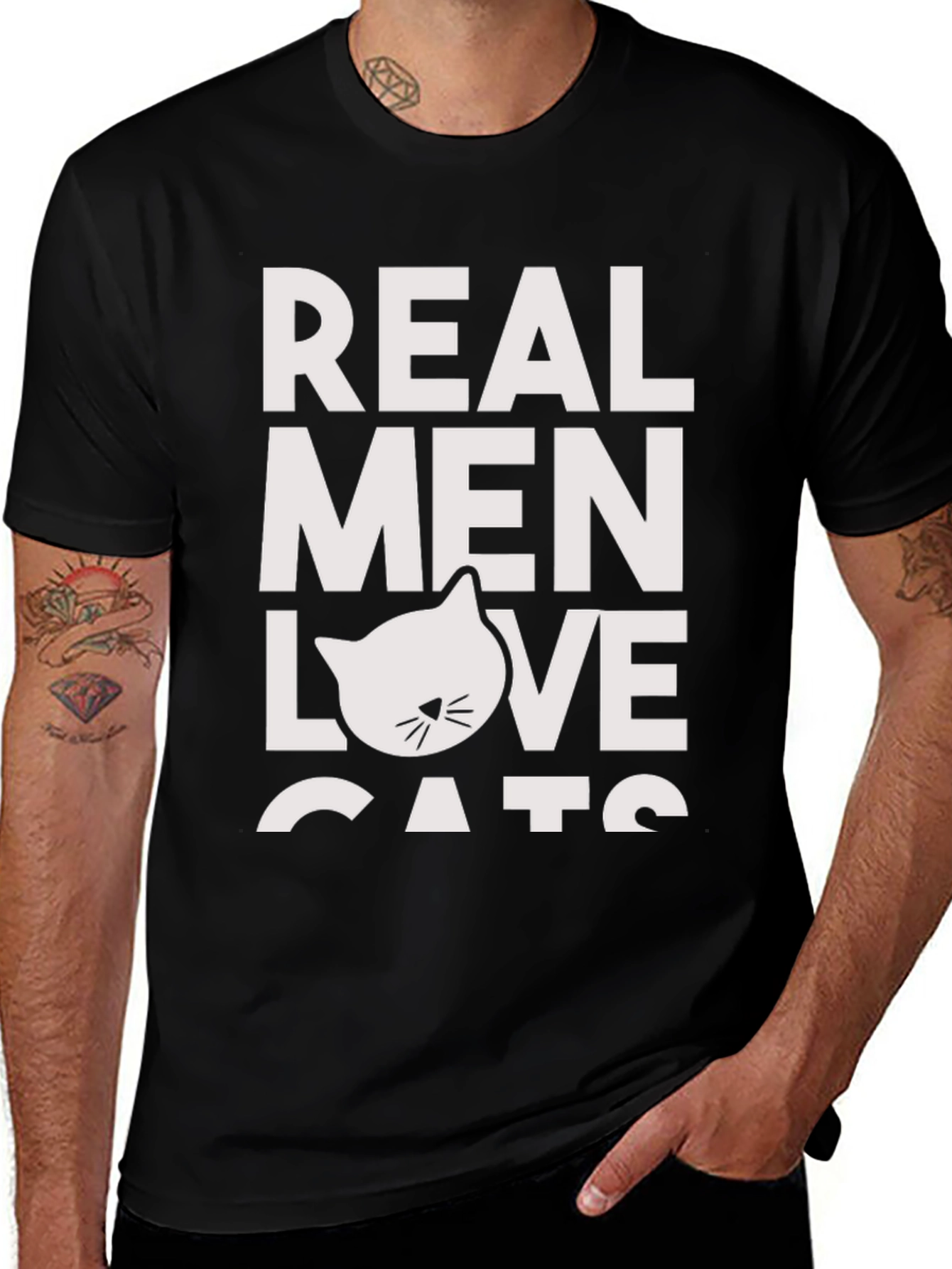 Real Men Love Cats Black T-Shirt