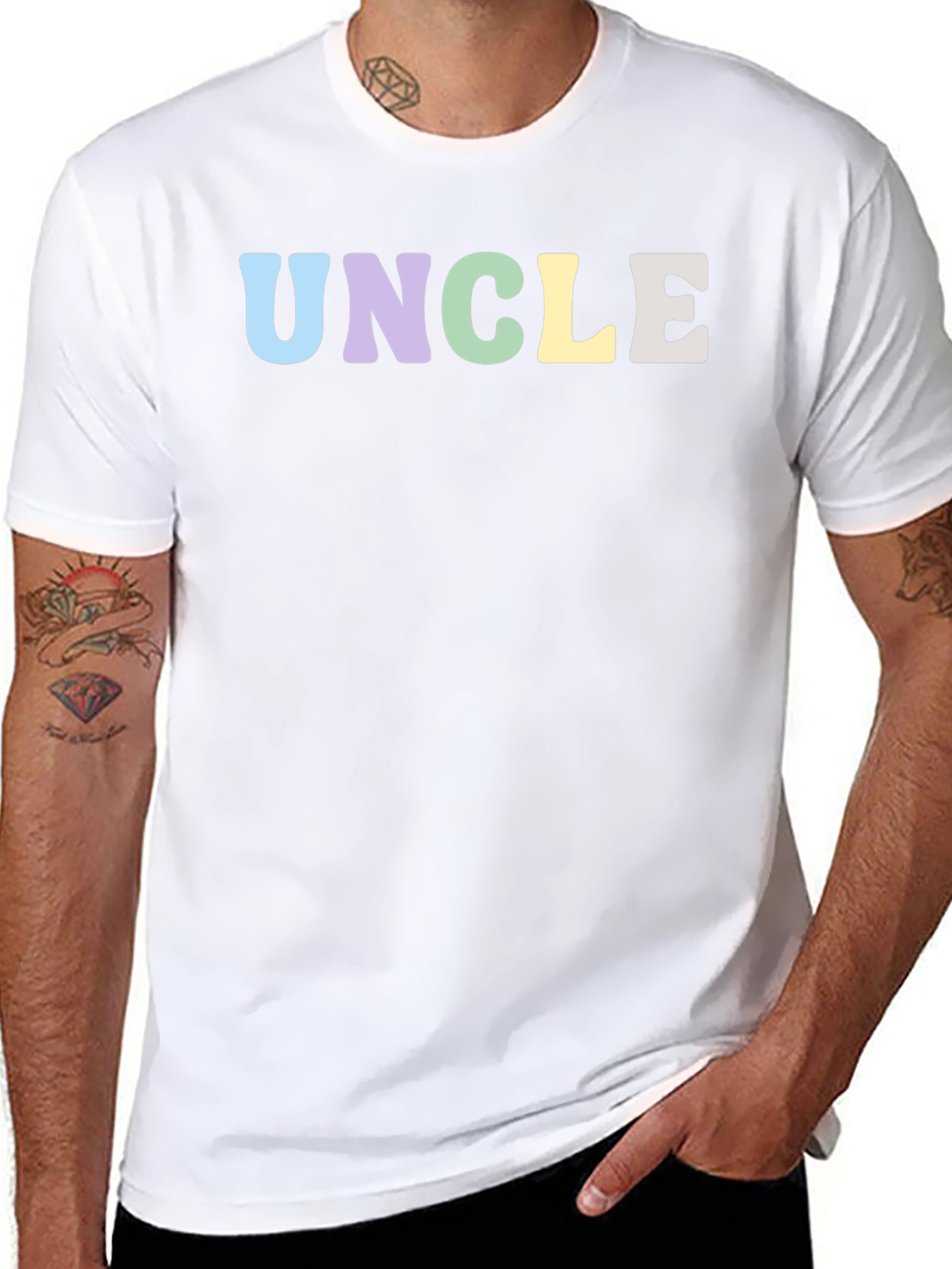 Pastel Uncle T-Shirt - Black Crew Neck