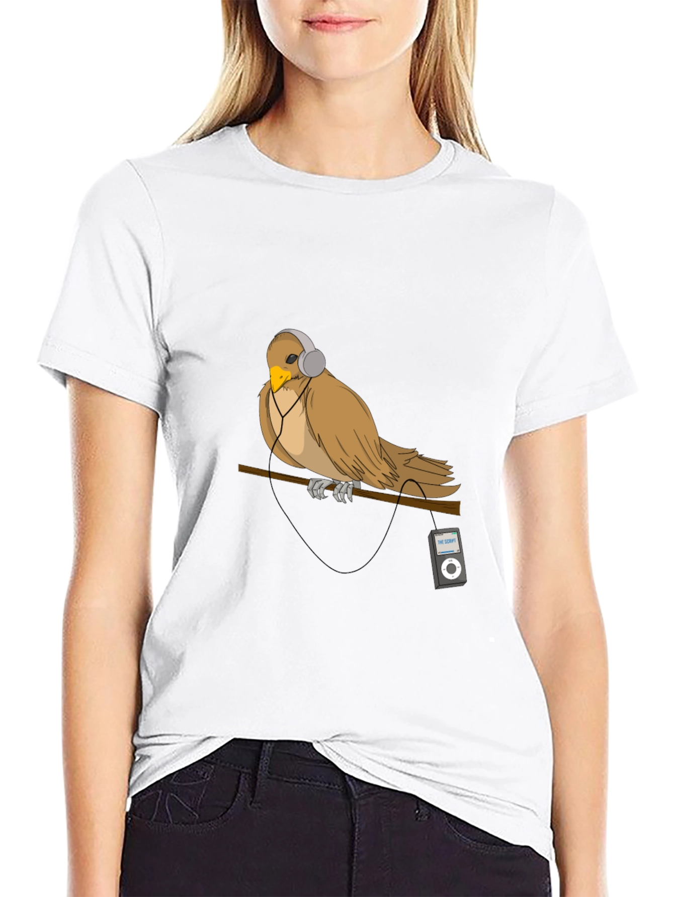 Bird with Headphones Graphic T-Shirt