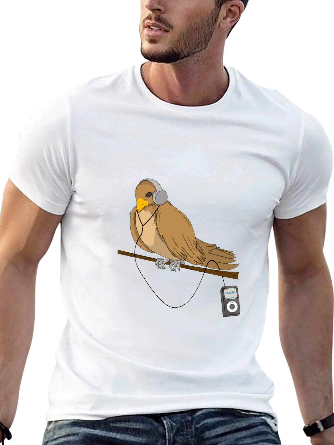 Bird with Headphones Graphic T-Shirt