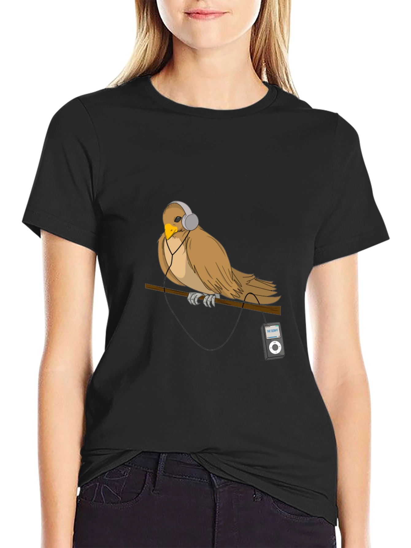 Bird with Headphones Graphic T-Shirt