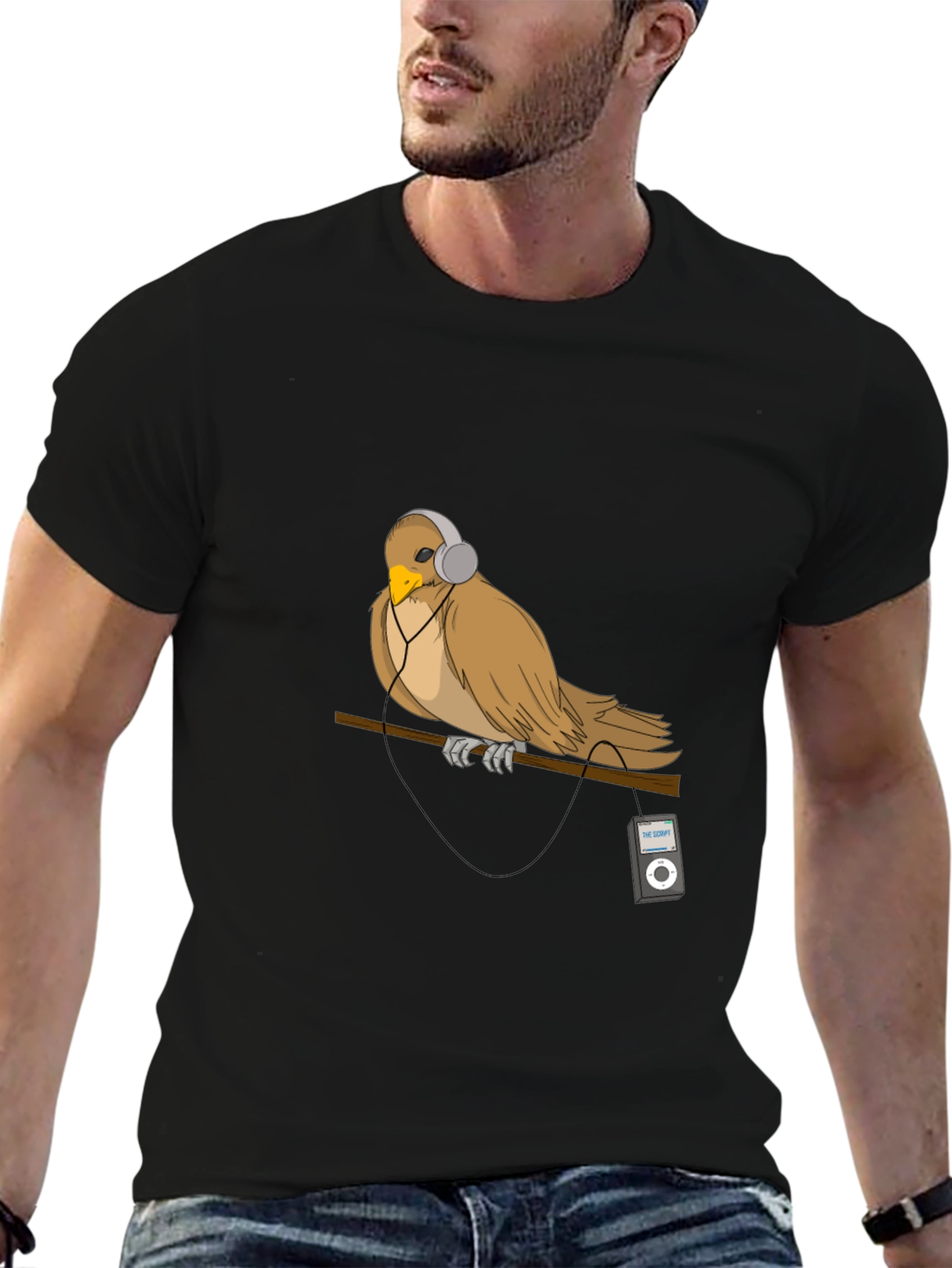Bird with Headphones Graphic T-Shirt