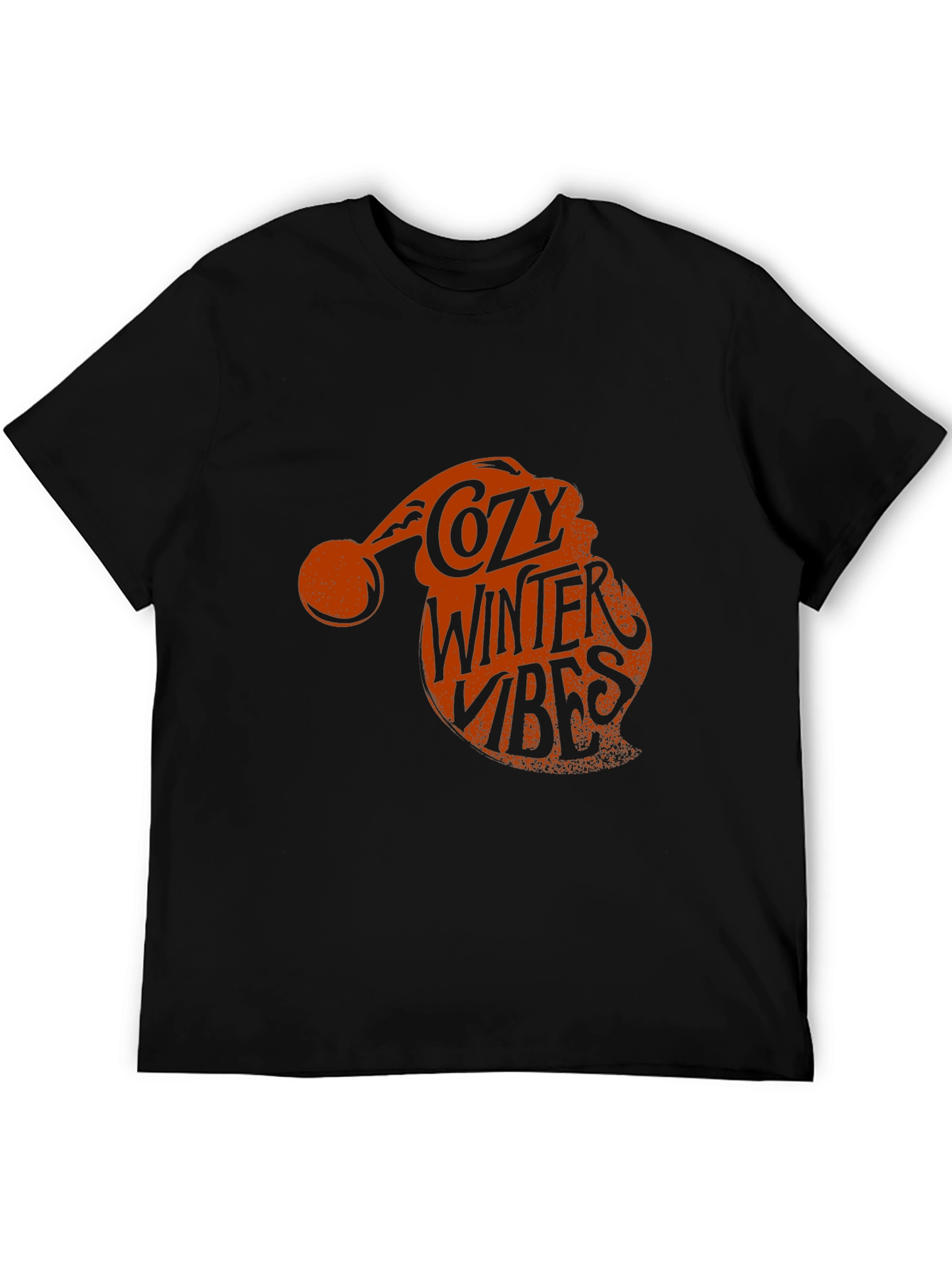 Cozy Winter Vibes Santa Hat Graphic Tee
