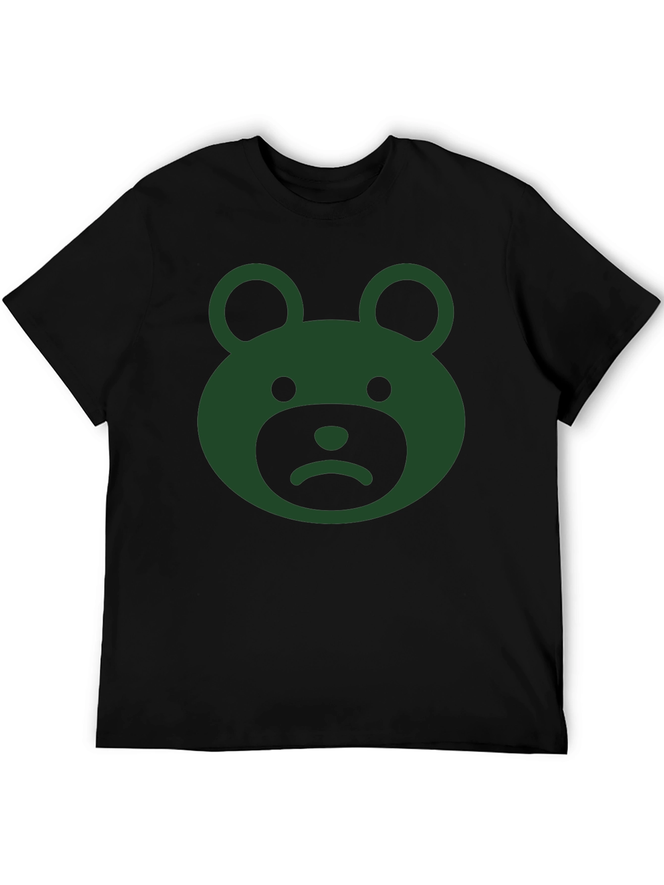 Sad Bear Graphic Tee - Black Cotton Casual Wear